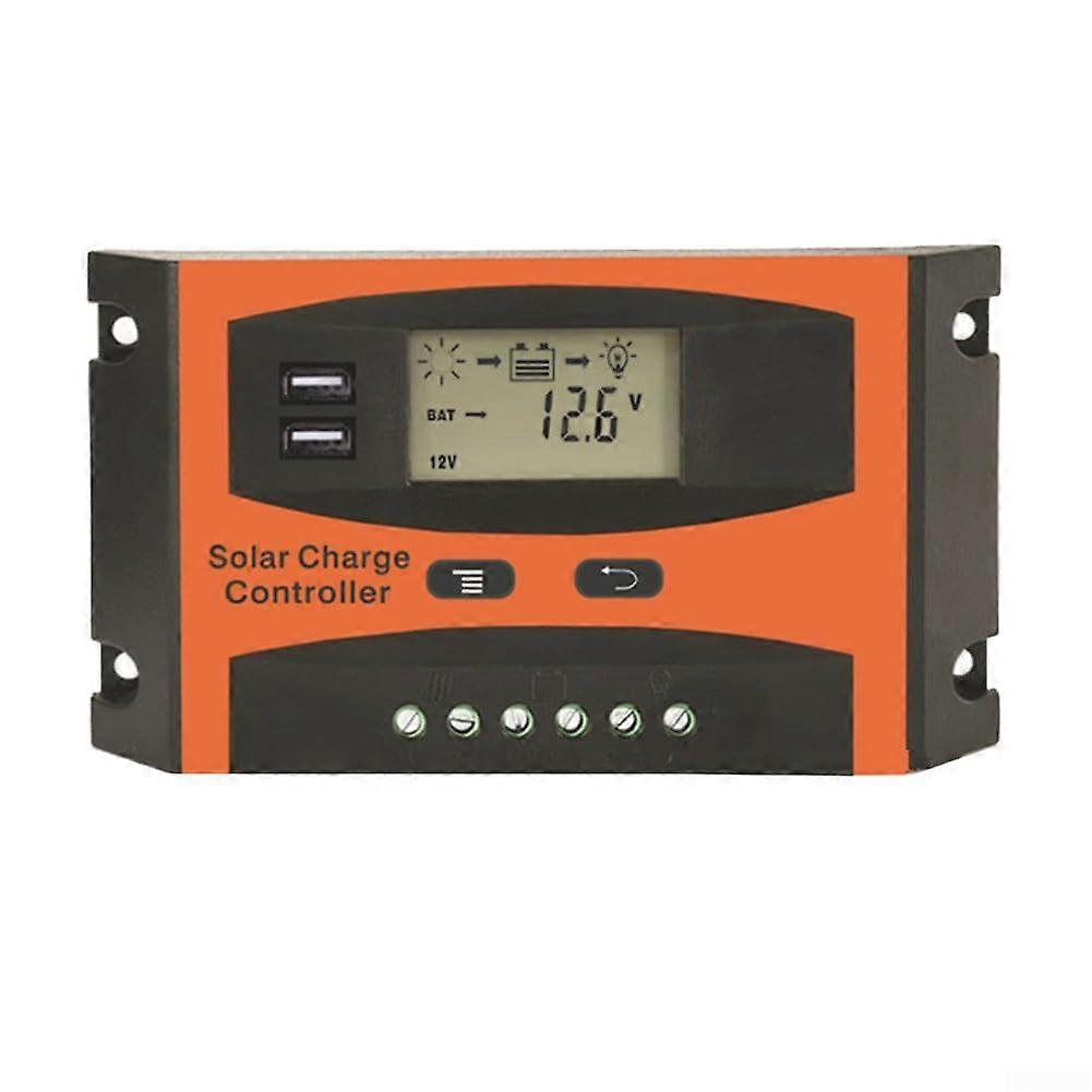 12V 24V Solar Charge and Discharge Controller Dual USB Solar Controller with Large LCD Display Solar Panel Charge Controller (20A)