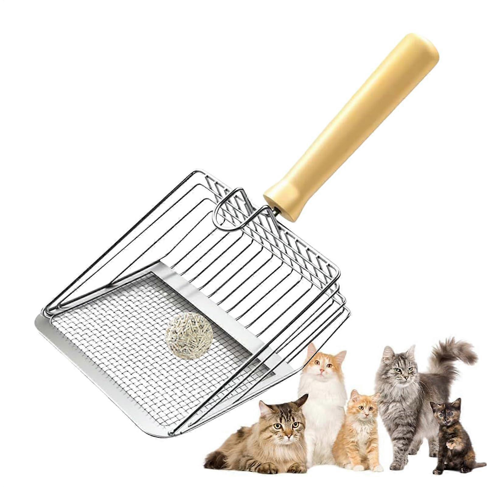 Straw Scoop – Mesh Scoop Poop Sieve Tool with Comfortable Handle, Stainless Steel Sieve for Small Animals, Multiple Cats, Household, Cage Cleaning