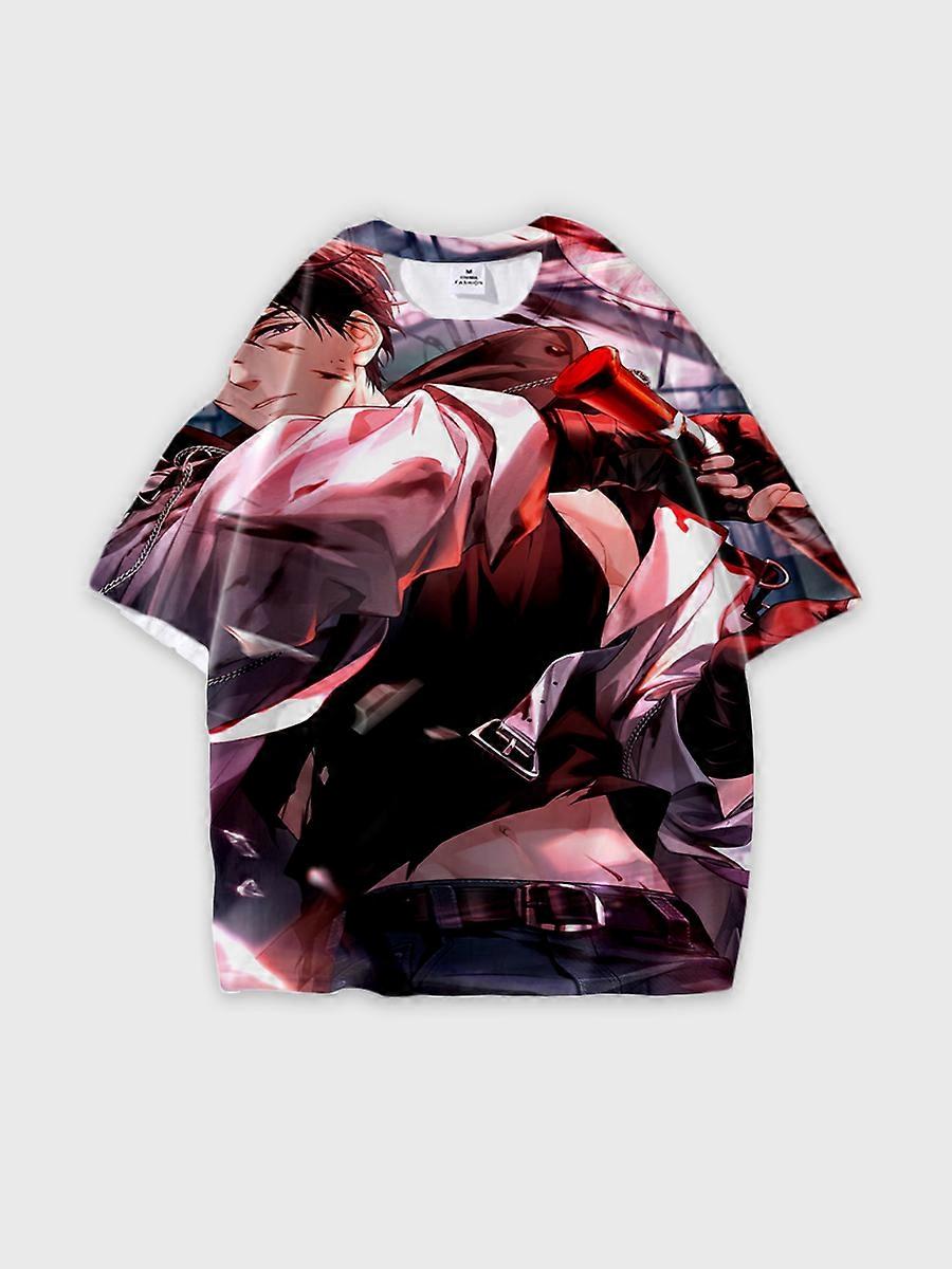 T-shirt round neck Role Pattern loose short sleeve E3219