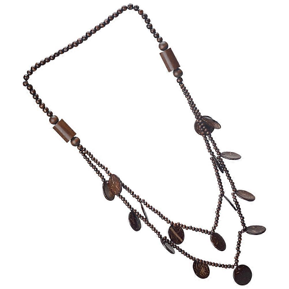 Bead Necklace with Bohemian Style for Decoration in Coffee Color Made of Synthetic Material