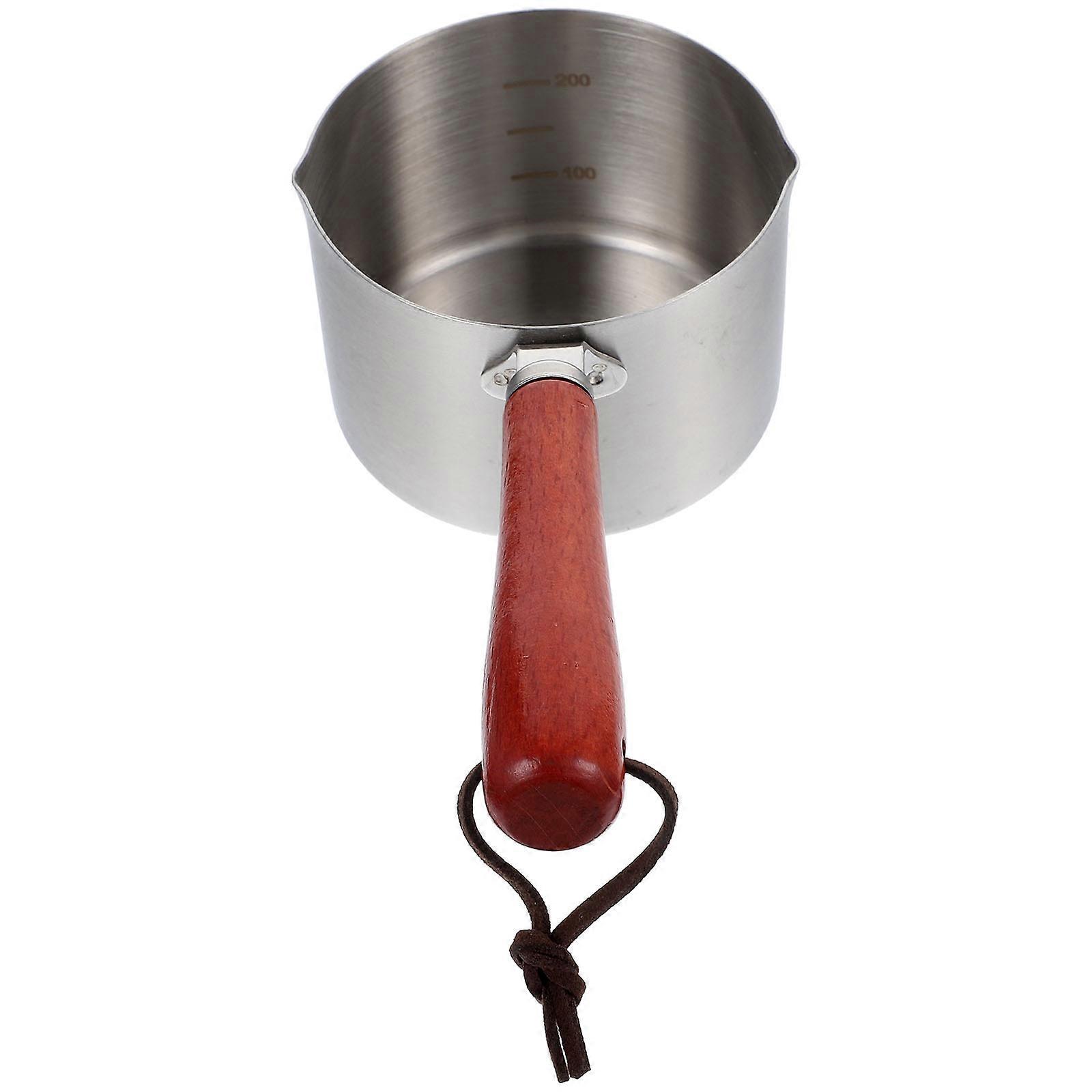 Wood Handle Oil Pot Melting Pot Stainless Steel Dual Pour Spout Small Pot 1 Set