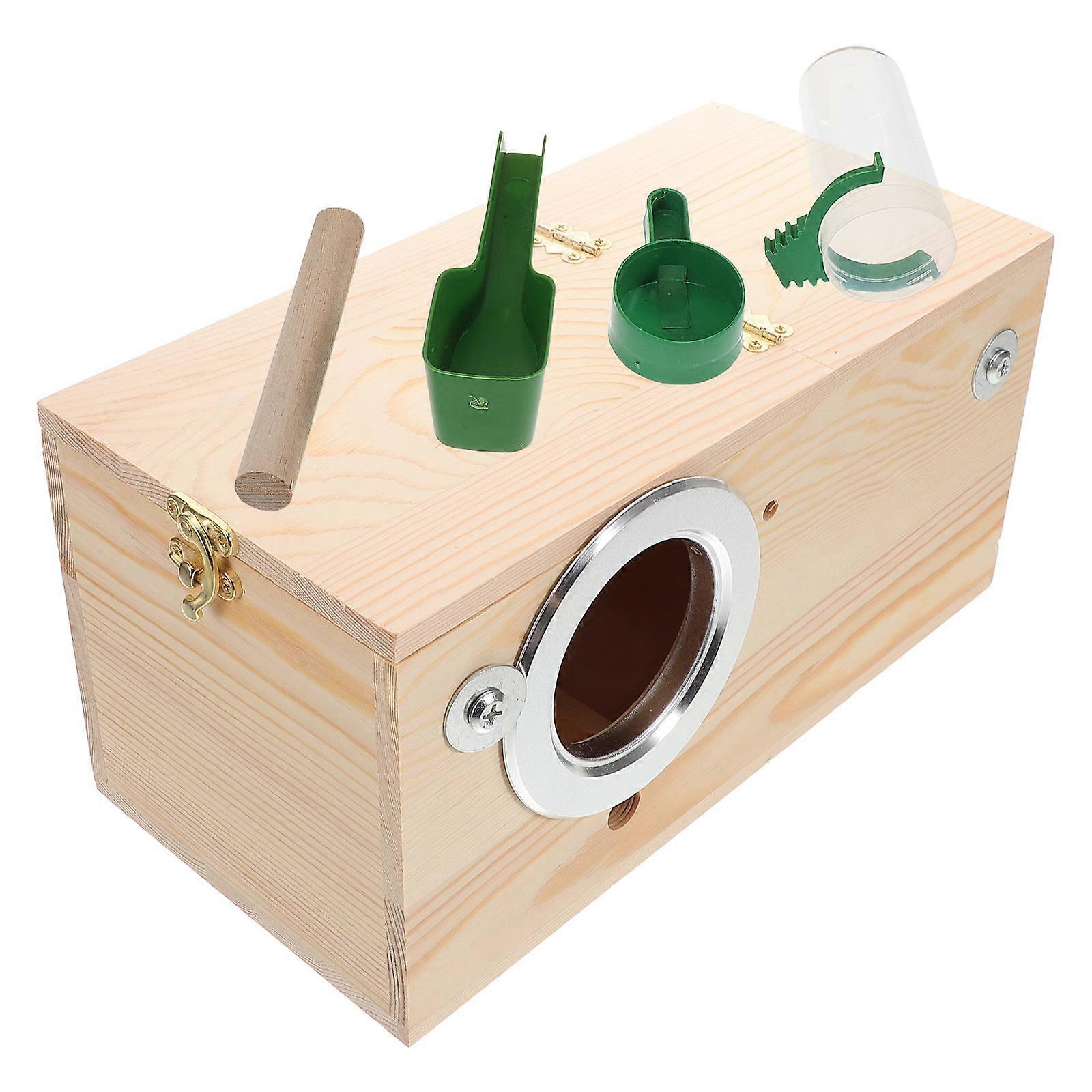 Cockatiel Nest 1Set Beige Wooden Bird House for Window for Birds with Easy Detach Clean Feature