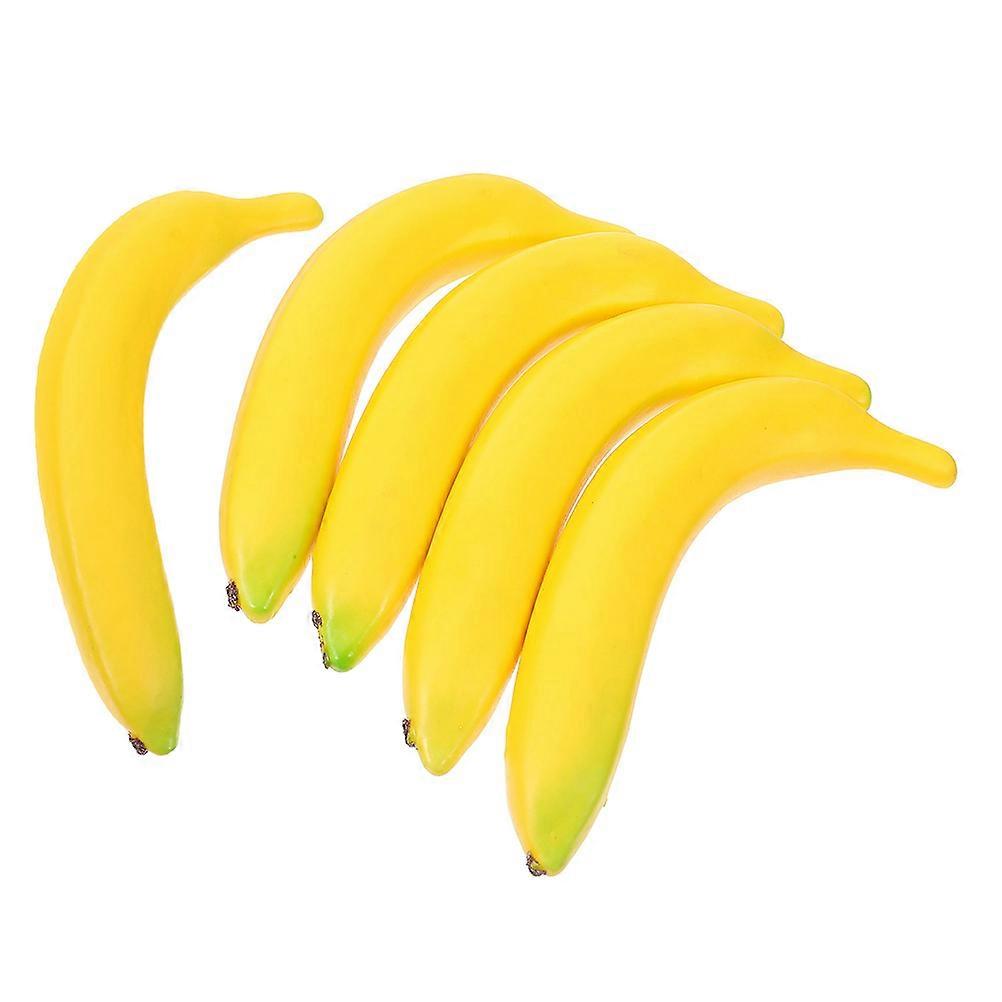 5pcs Lifelike Simulated Banana Models Realistic Artificial Fruit Props for Kitchen Decoration Photography Home Decor Accent Distinctive Design
