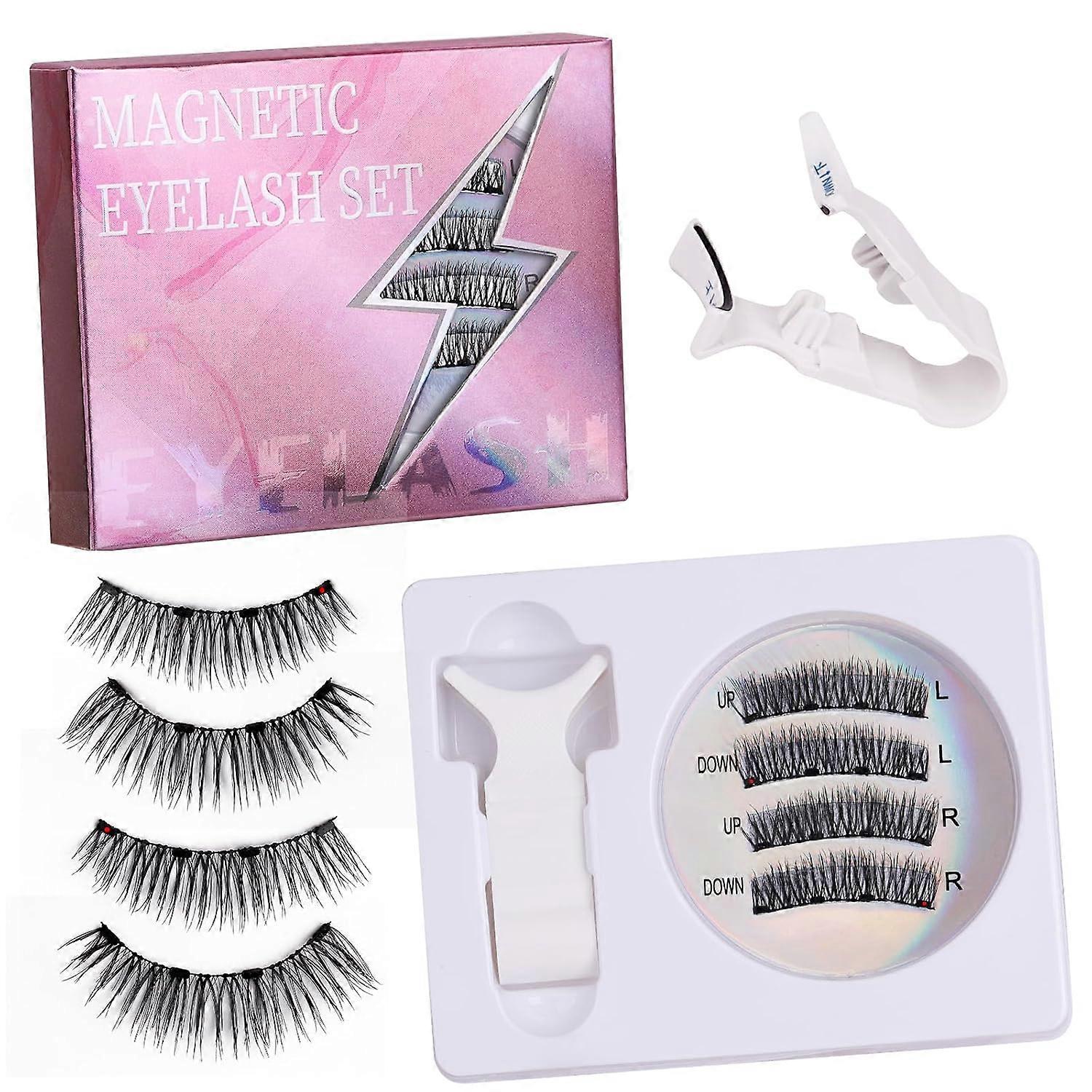 Magnetic Eyelashes- No Glue Required, Reusable for 3-5 Days- Natural Thin Eyelashes with Applicator, Easy to Install/Remove (1 Pair) Black