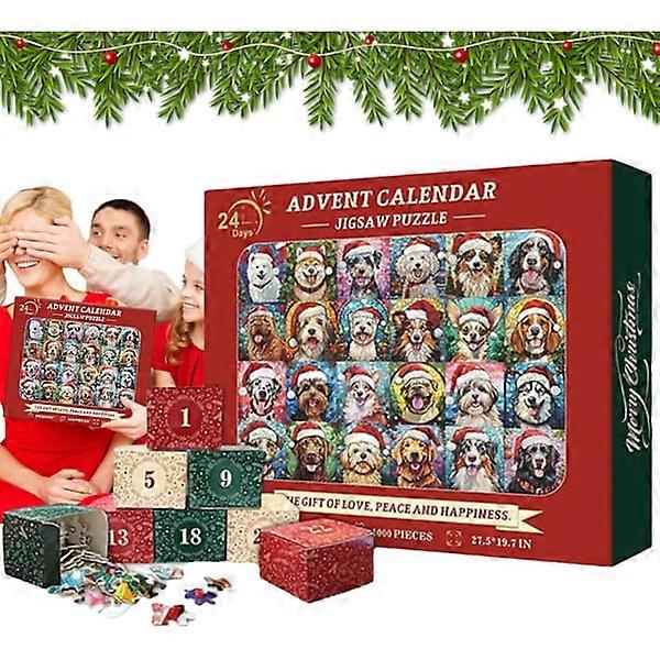 Σκύλος παζλ Advent Ημερολόγιο, Χριστούγεννα αντίστροφη μέτρηση παζλ σκυλιών, σκυλί παζλ Χριστούγεννα ημερολόγιο, Καλά Χριστούγεννα