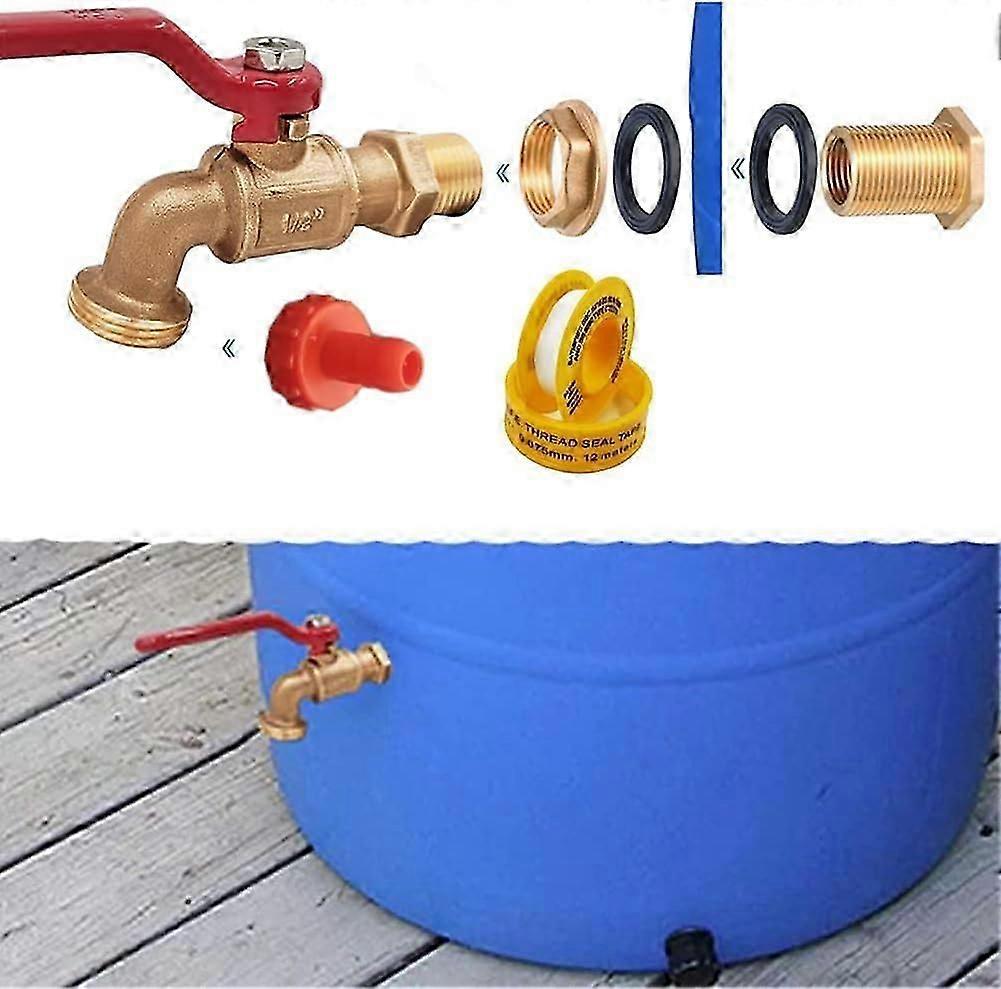 Rain Barrel Spigot, Σετ Μπρούτζινης Βρύσης για Rainin Water Barrel