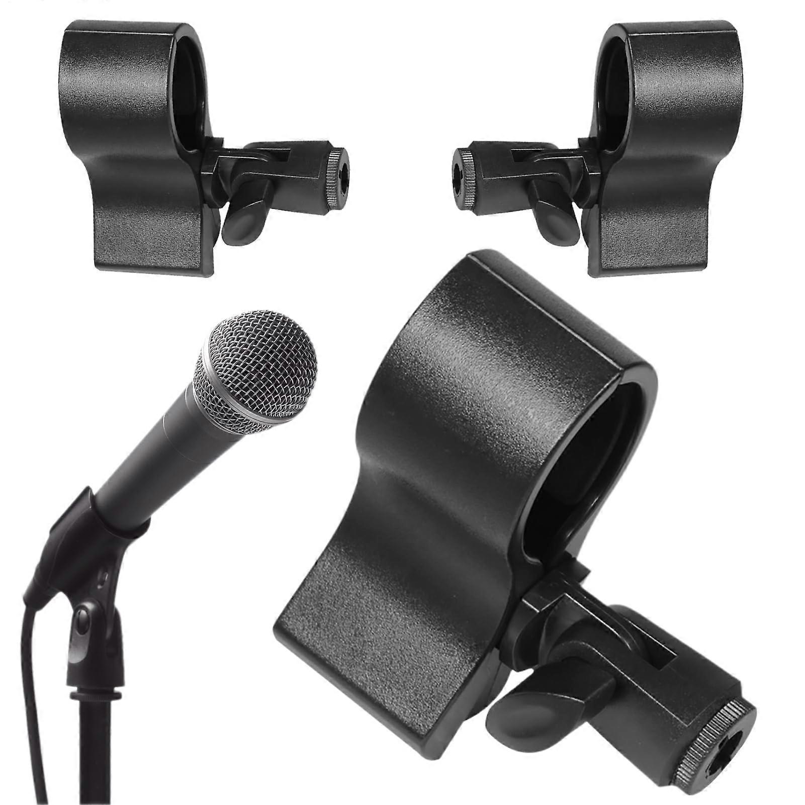 Microphone Clip for Microphone Stand, Microphone Accessory  Universal Adjustable 3Piece Set Holder for Stage Church Studio Teaching Presentations