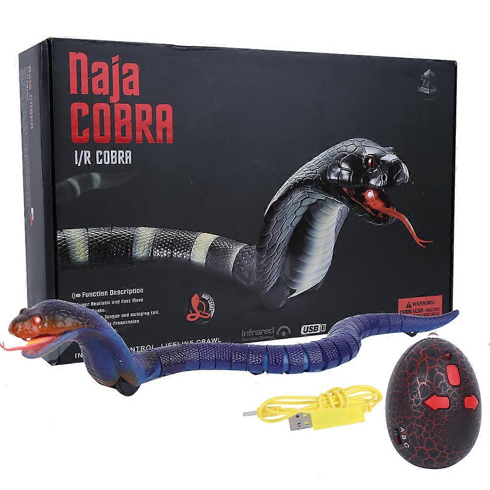 Remote Control Rattle Snake Toy USB Charging Animal Prank Toy with Retractable TongueBlue