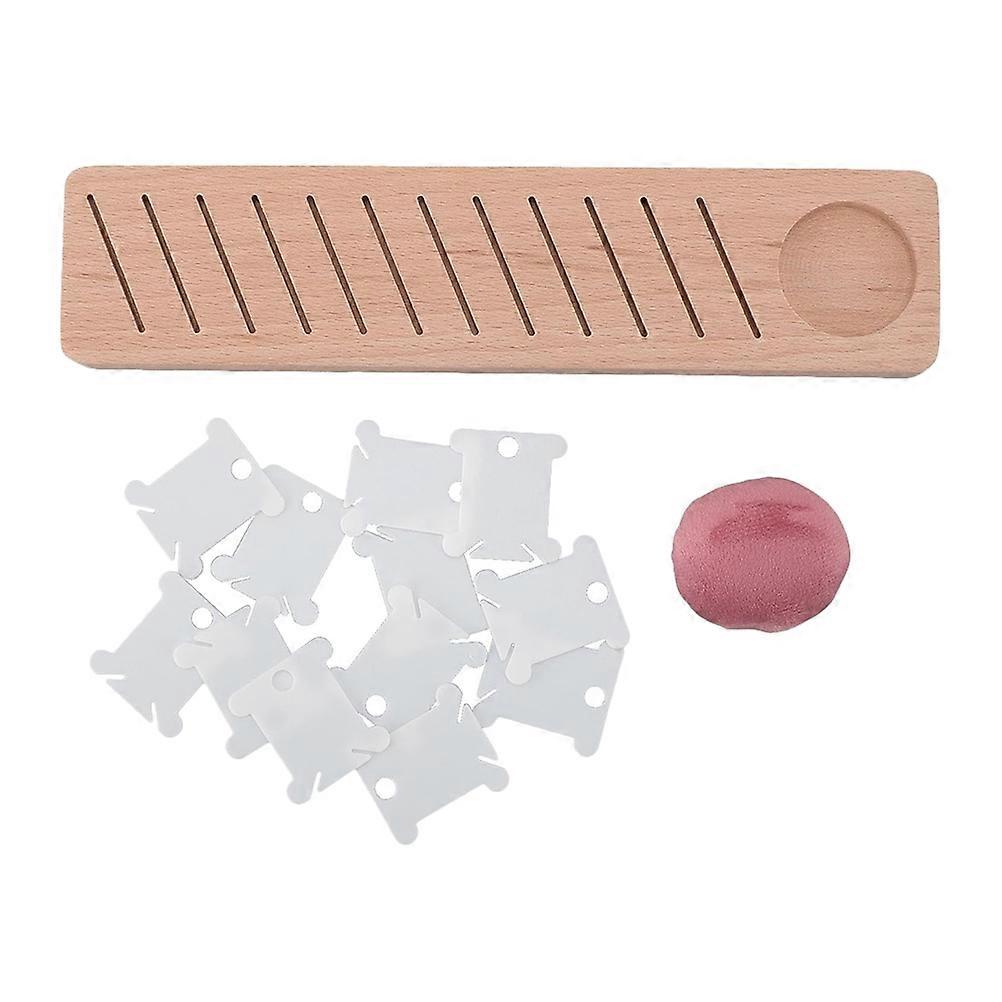 Wooden Embroidery Floss Holder 1 Set For Craft Storage Tangle Prevention In Assorted Color With Needle Storage 13Pcs