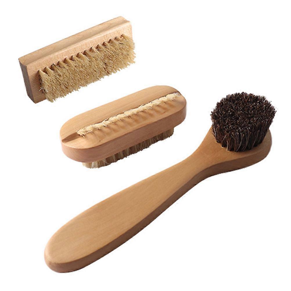 3PCS Wooden Pig Bristles Cleaning Brush Practical Handwashing Brush (3 Styles)