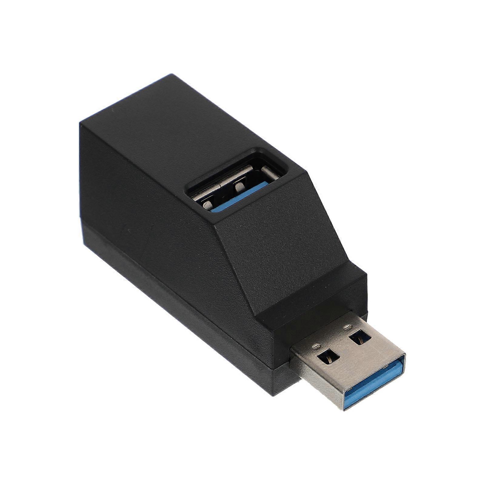 Portable USB Hub with Triple Ports for Computer Made of ABS Black Sturdy and Durable Safe to Use