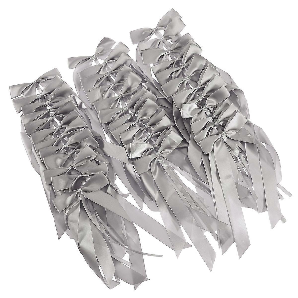 Elegant Wedding Car Bow 25Pcs Decorative Ribbon Grey Creating A Stunning Wedding Atmosphere For Gathering