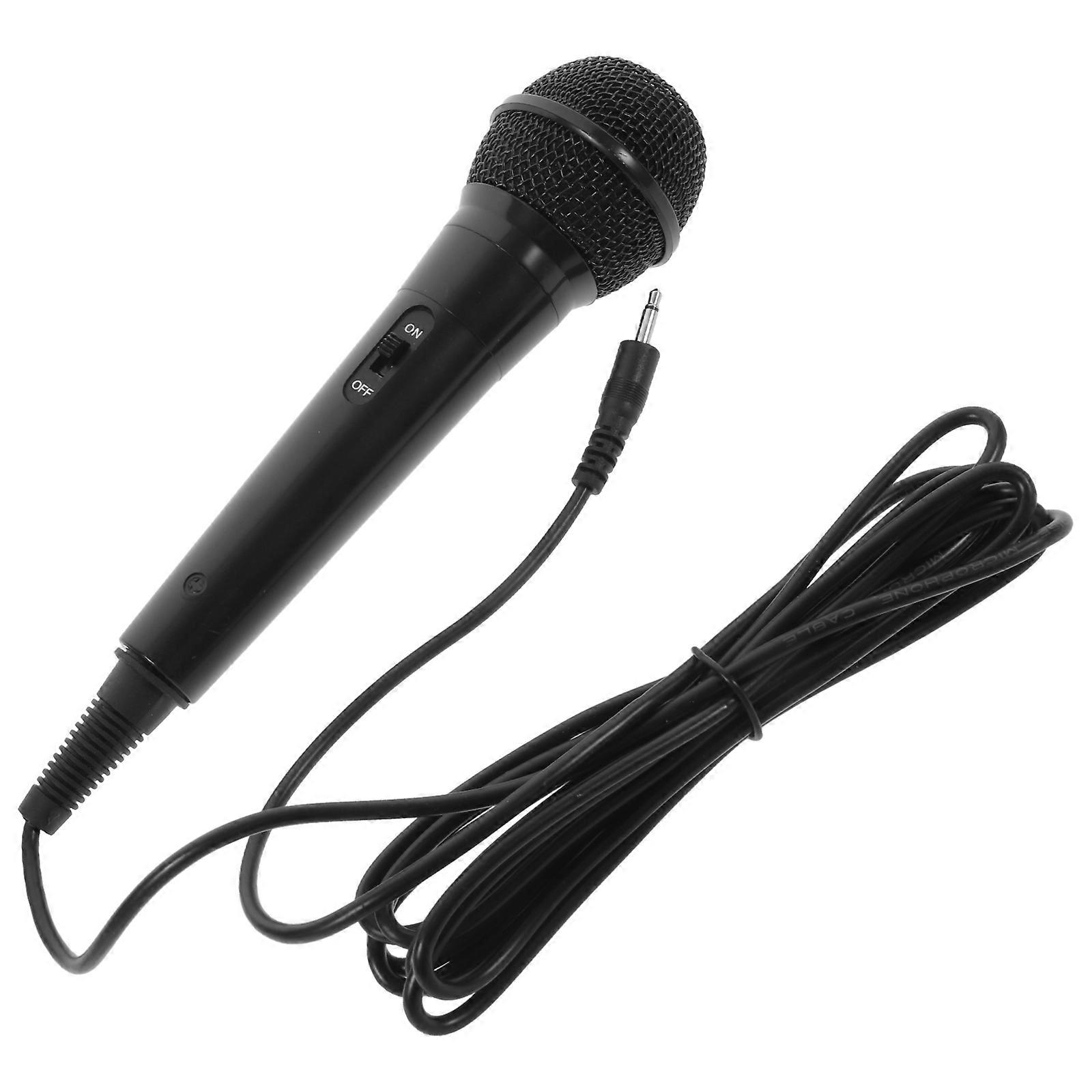 Black Wired Microphone with Metal and Plastic for Computer Use Bright Midfrequency Sound Quality 3.5mm