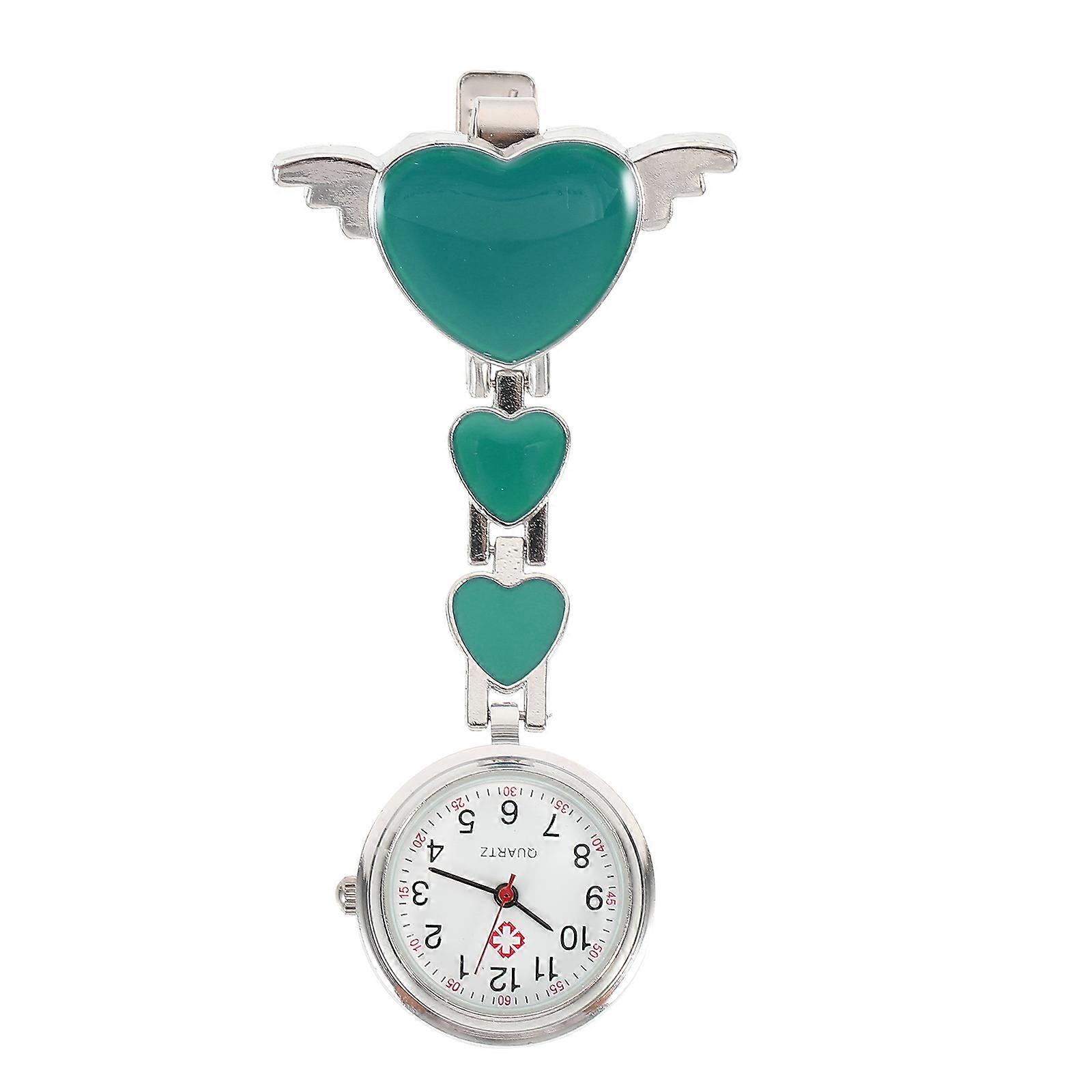 Quartz Nursing Watch Hanging Pocket Watch For Nurses Green Metal And Alloy With Time Checking 1Pcs