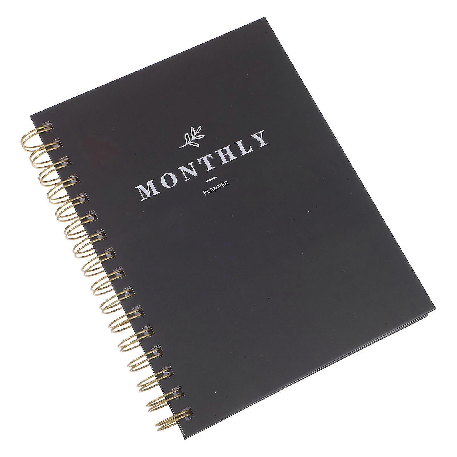 Daily Financial Planner Notepad with Metal Dividers for Efficient Management Black Schedule Book