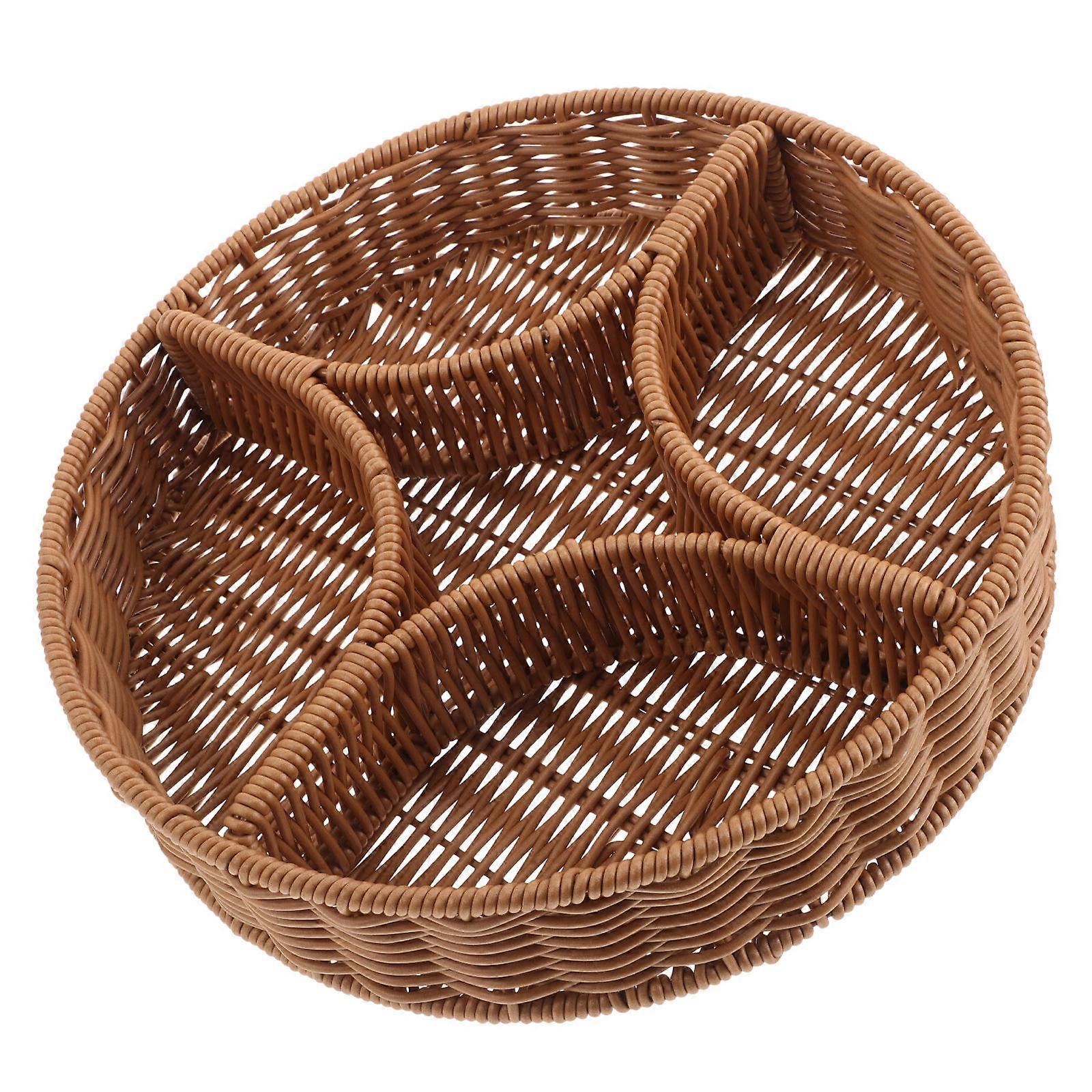 1Set Elegant Craftsmanship Woven Storage Picnic Basket For Freshness Retention 11.00X11.00X2.36IN Suitable For Home Use