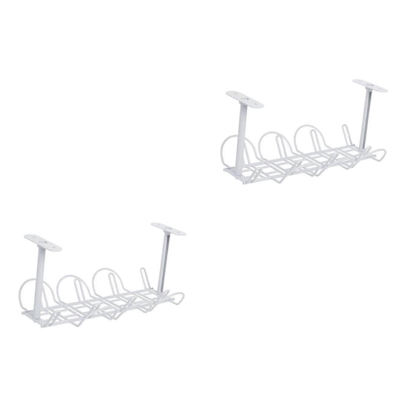 2 Sets Storage Rack for Power Strips, Under Desk Wire Management Cord Organizer