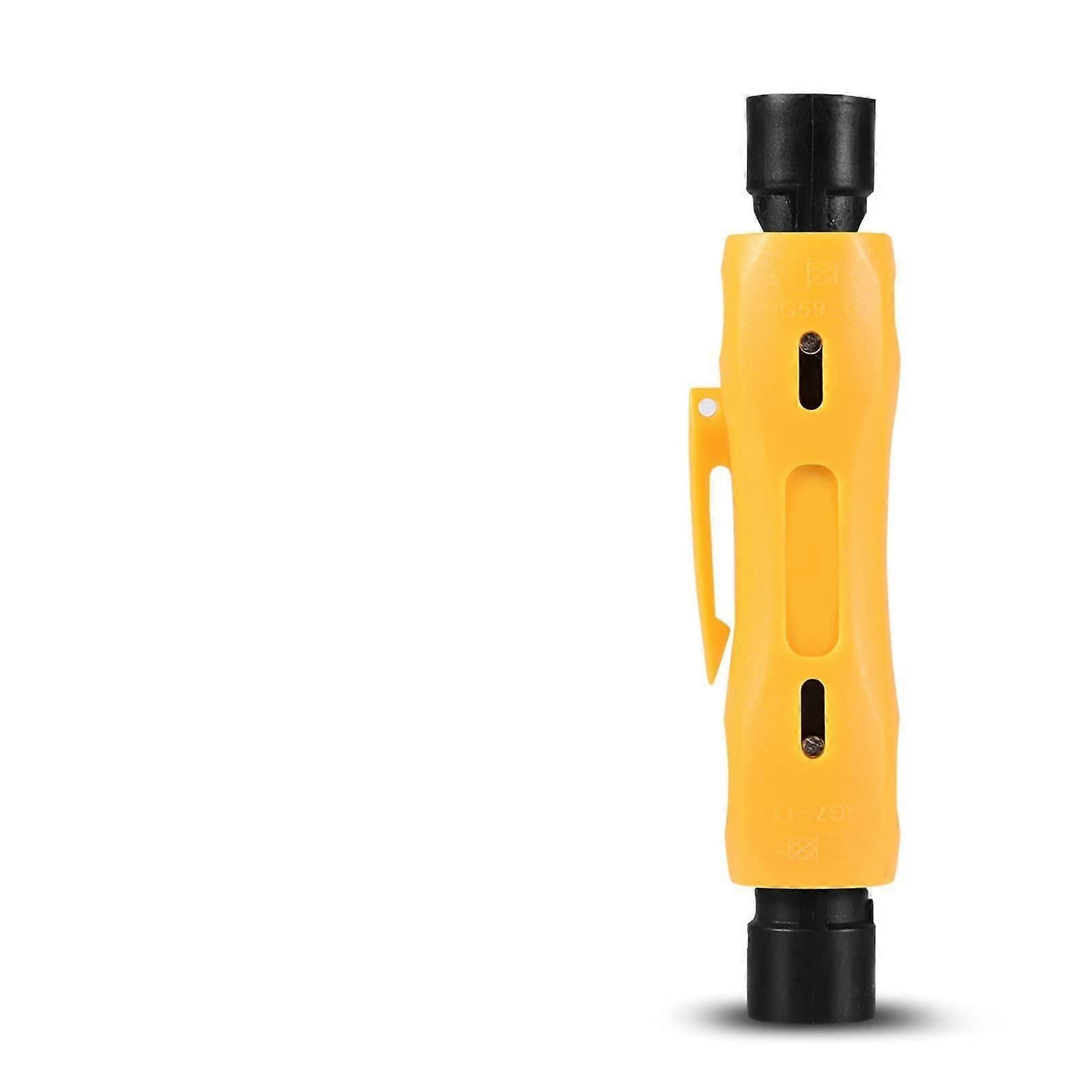 Coaxial cable wire stripper stripping tool compact structure for various coaxial cables easy to carry.