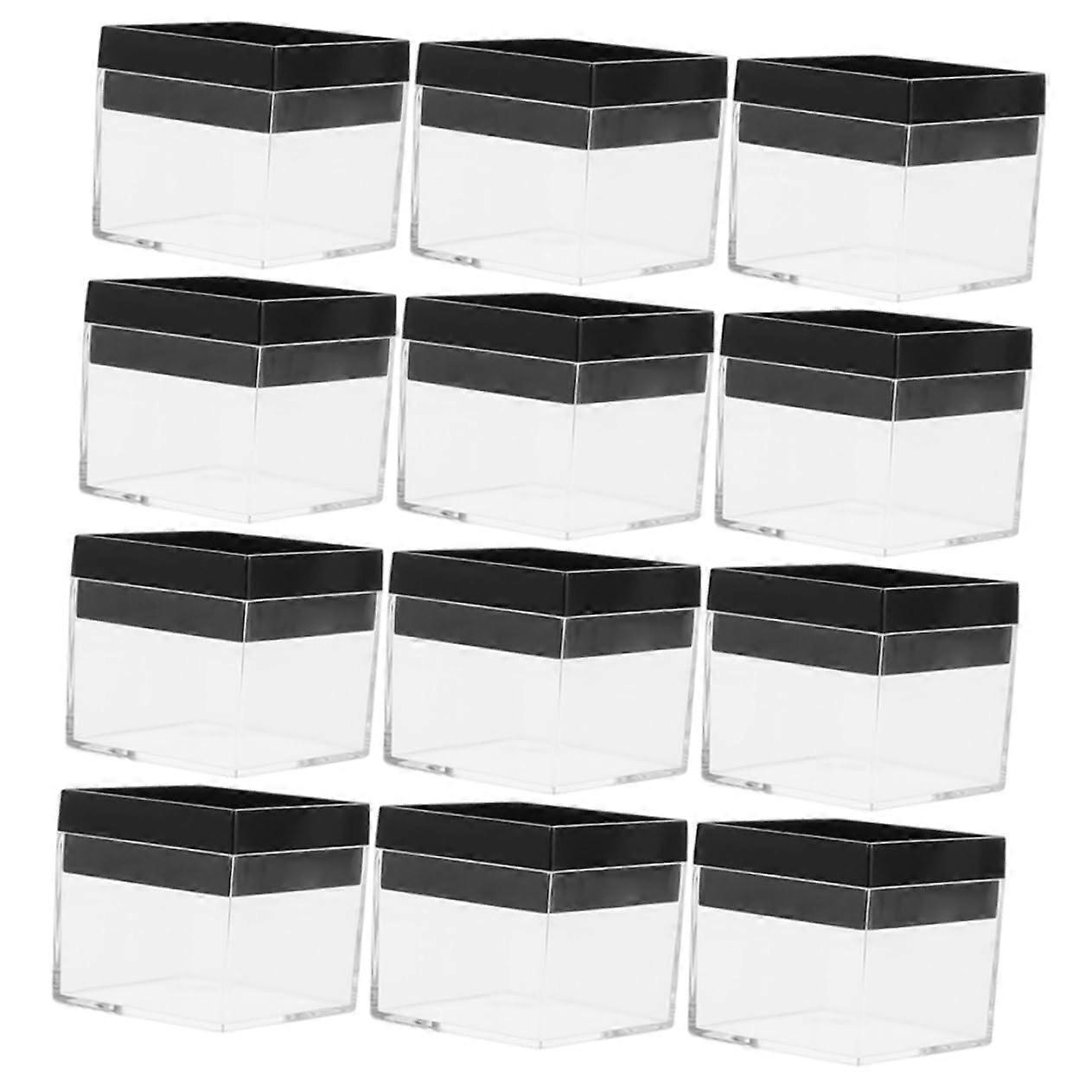 12pcs Square Box Mineral Specimen Display Cases Lids Craft Bead Storage Organizer