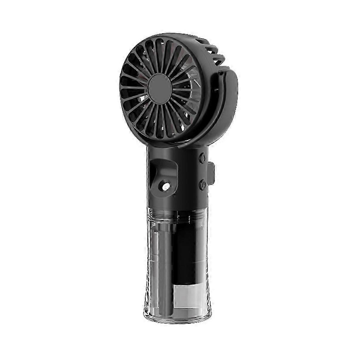 Handheld Misting Fan with Hanging Neck Feature - Folding Mini Fan, Black