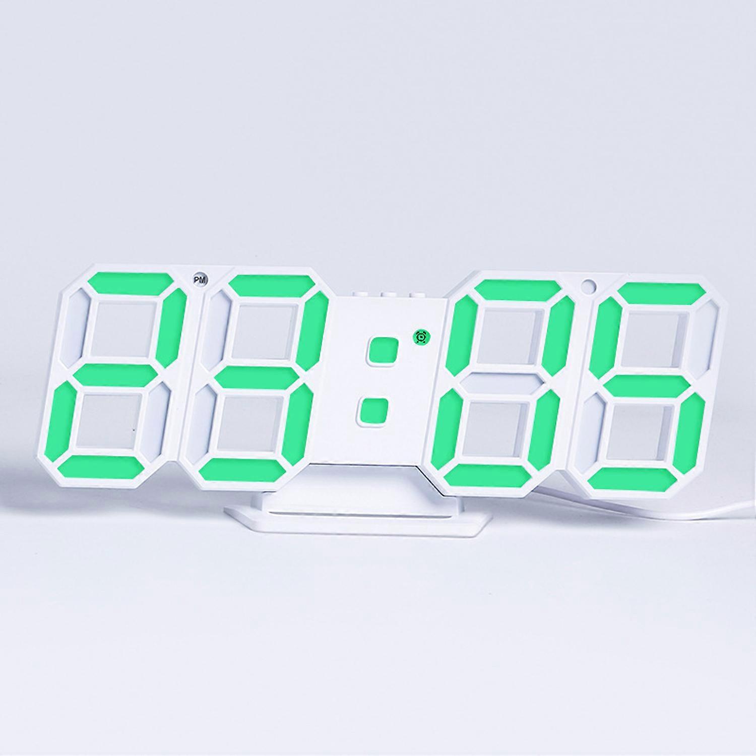 3D LED Digital Clock Electronic Table Clock Alarm Clock Wall Glowing Hanging Clocks Green