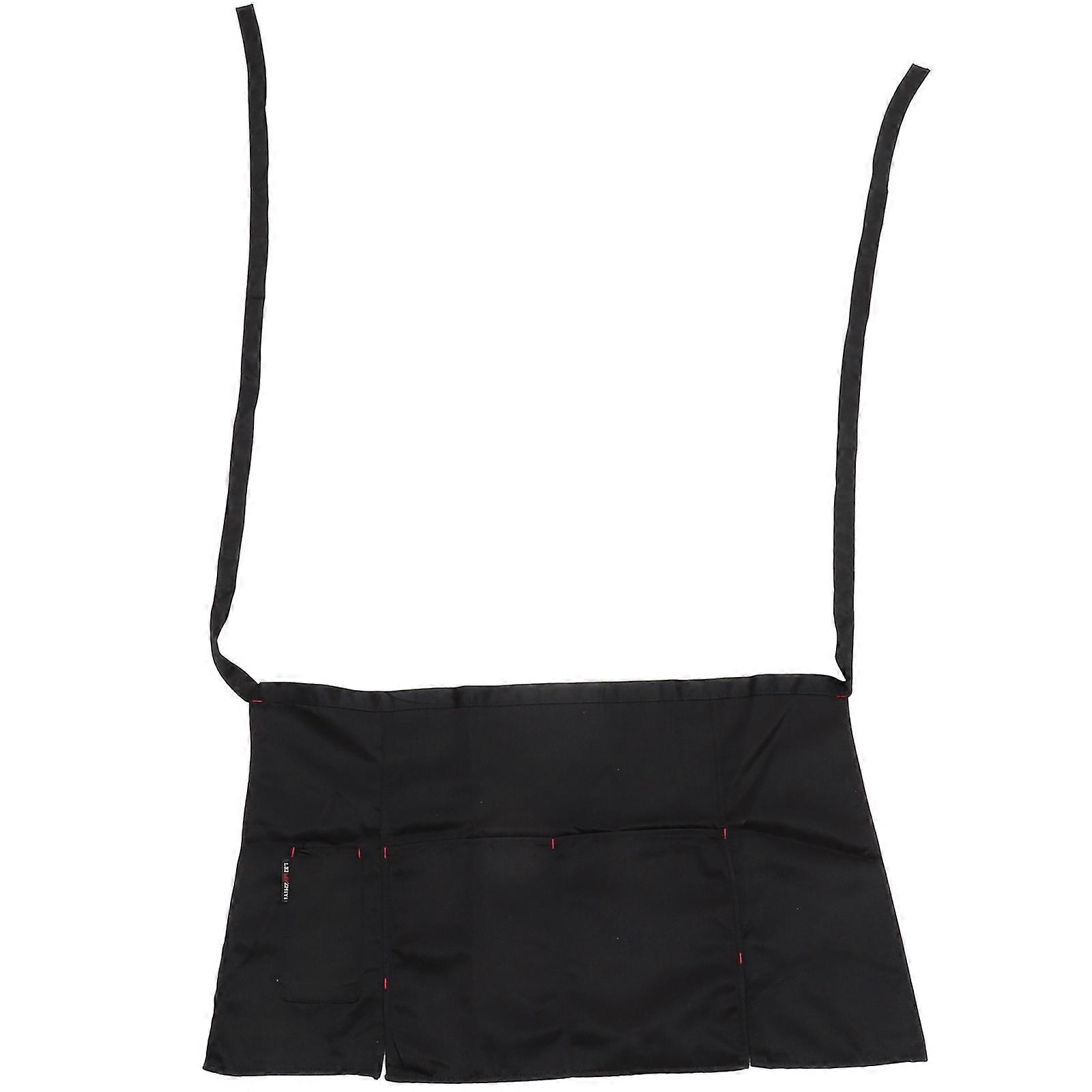 Black Waist Apron with Double Pockets for Cooking and Kitchen Use – Breathable, Comfortable Design for Men and Women, Ideal for Chefs and Waitstaff