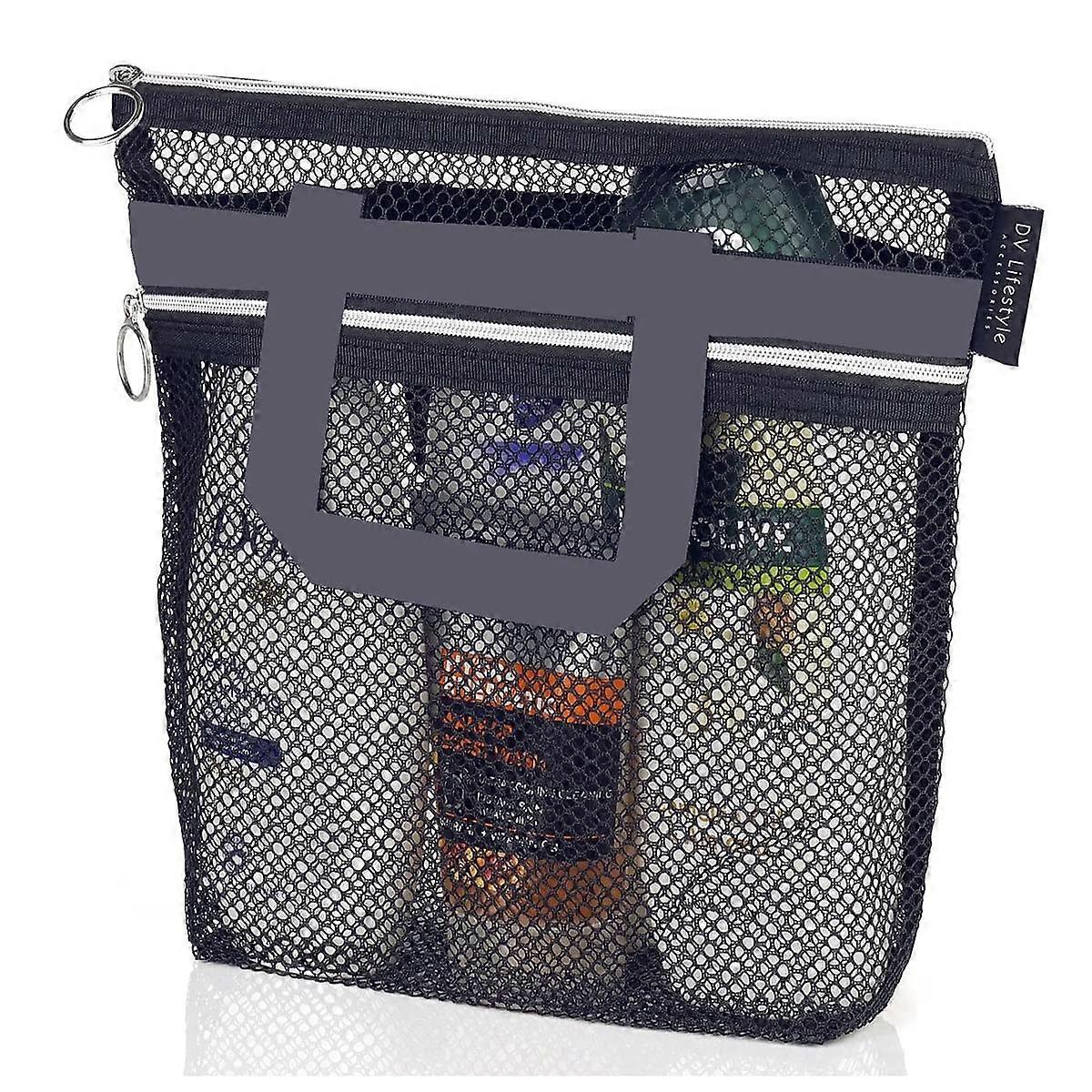 Portable Mesh Shower Bag for Gym, Travel, Camping, and Beach - Black, Lightweight, Durable, Quick-Dry Design