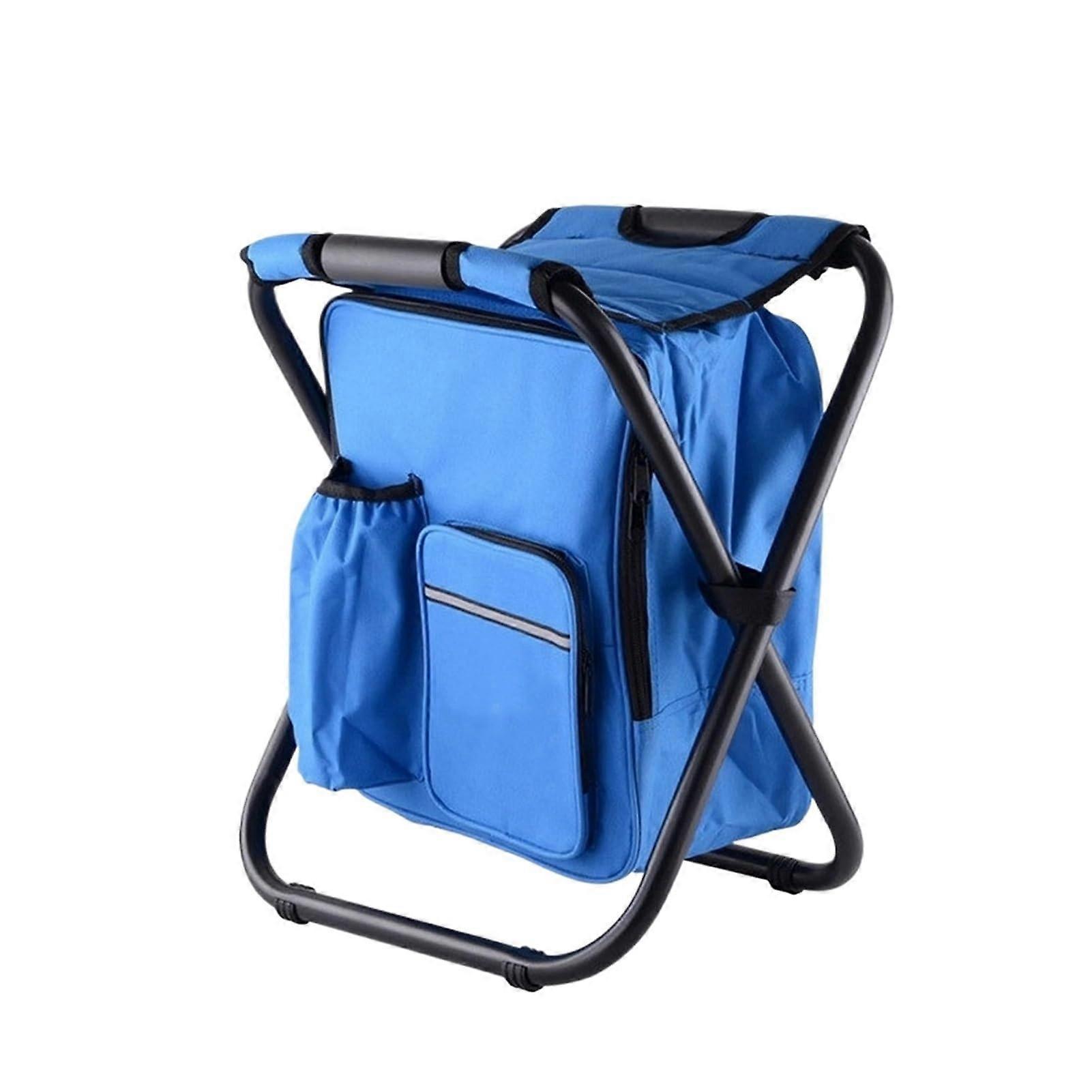 Portable Chair Cooling Seat Stool Foldable Insulated Ice Pack Stool with Dualshoulder Straps (Dark blue)
