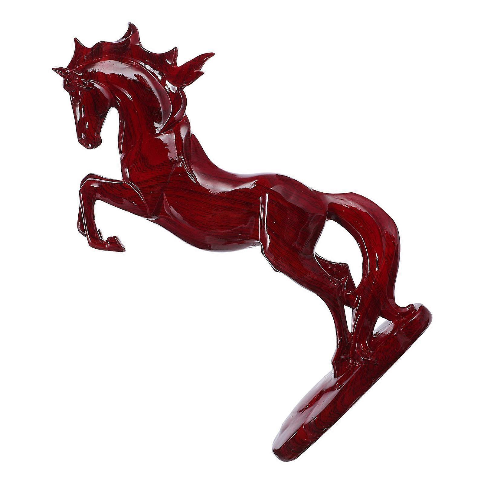 Resin Horse Figurine Miniature Home Office Desktop Decoration Dark Red for 1Set