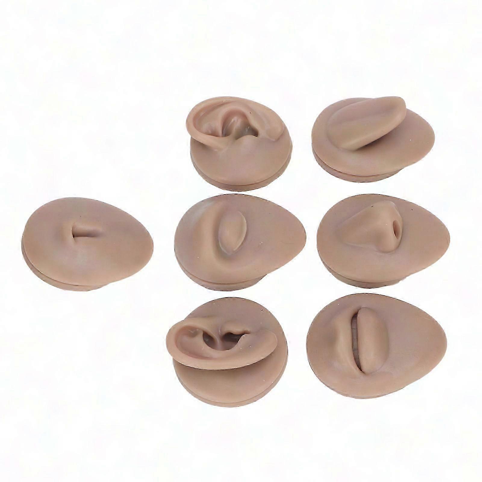 Silicone Body Piercing Practice Model - Ear, Nose, Tongue, Belly Button Piercing Simulator for Beginners, Light Skin Tone