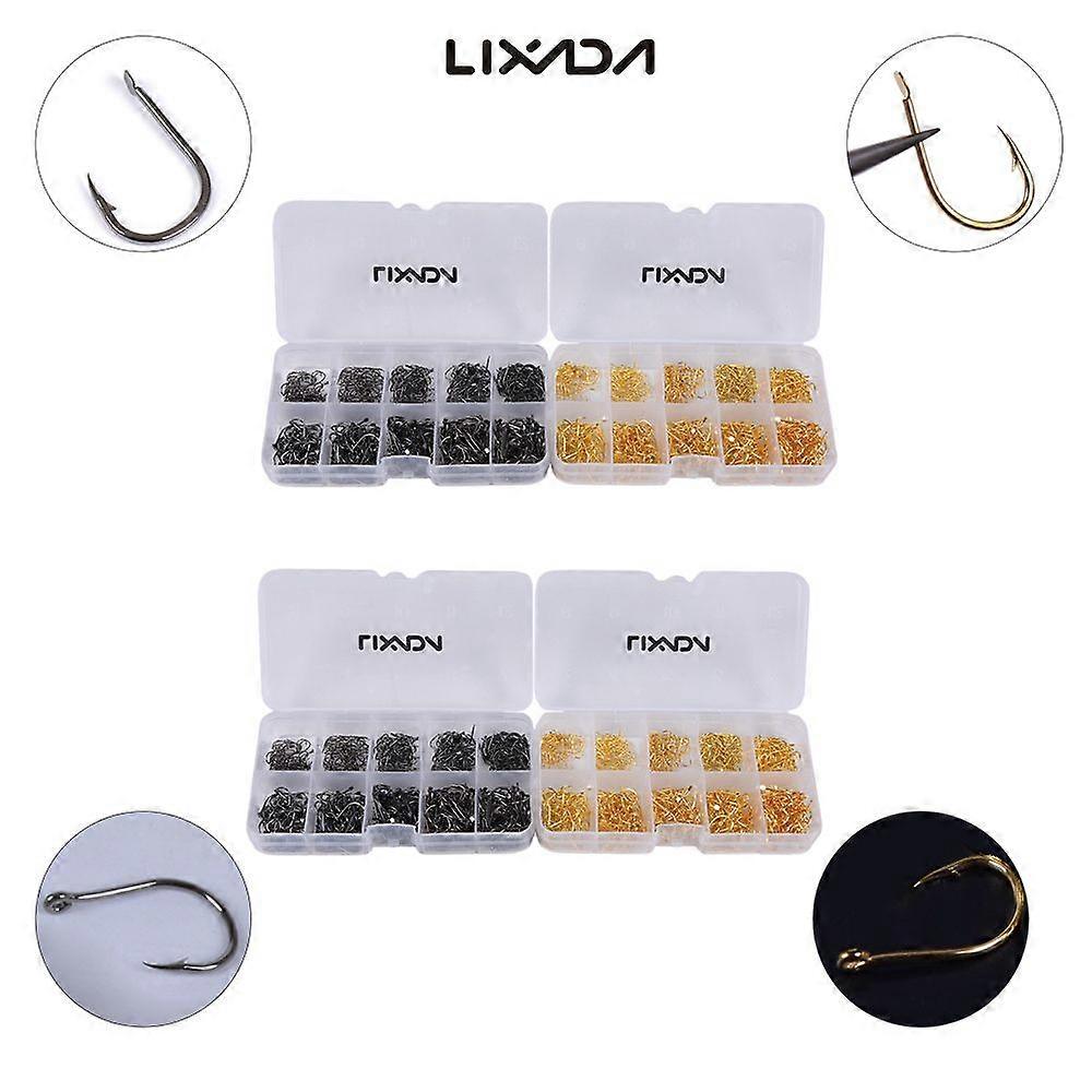Lixada 600pcs Fish Jig Hooks with Hole Fishing Tackle Box 3# -12# 10 Sizes Carbon Steel