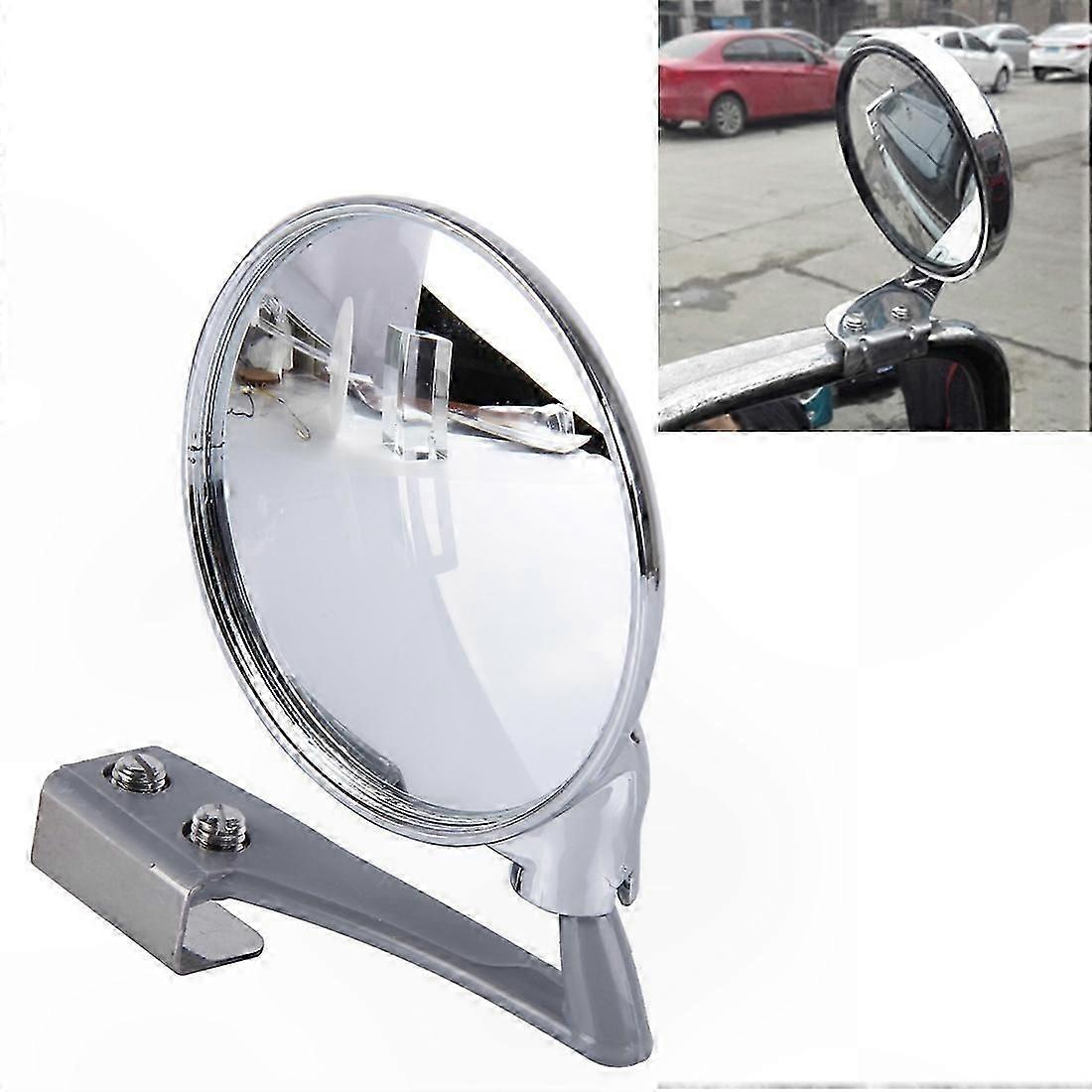 Wide-Angle Adjustable Side Mirror for Vehicle Front Blind Spot Observation (Silver)