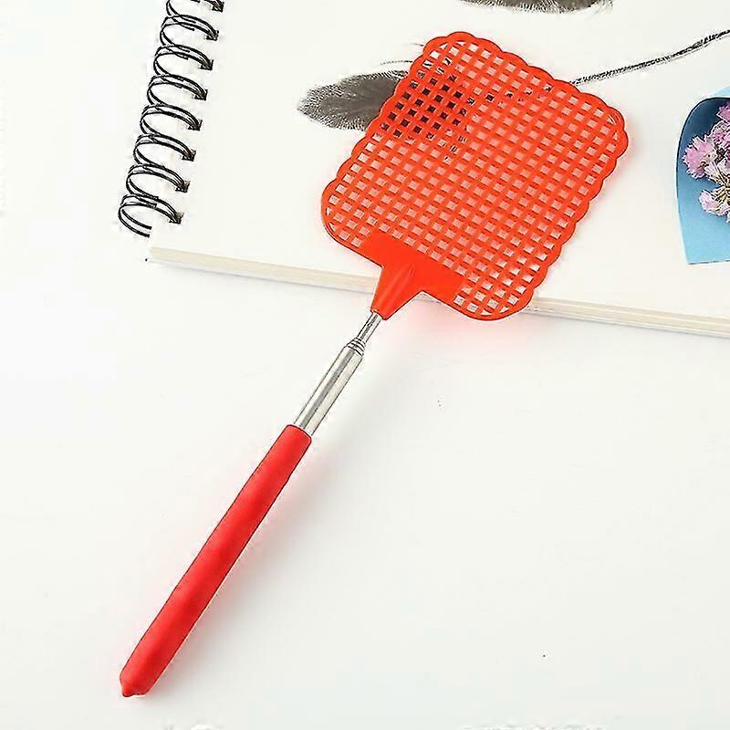 Large Retractable Fly Swatter, Manual Pest Control with Strong and Durable Retractable Handle, Lightweight (2 Pcs, Red),Fonepro