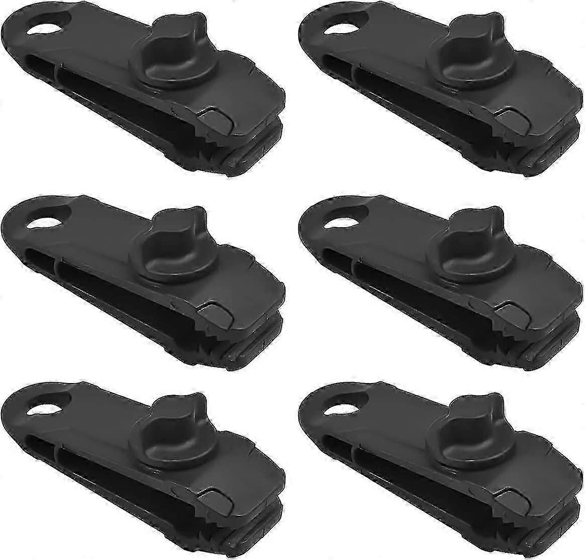 6pcs Black Adjustable Plastic Tent Clips Tarp Accessories