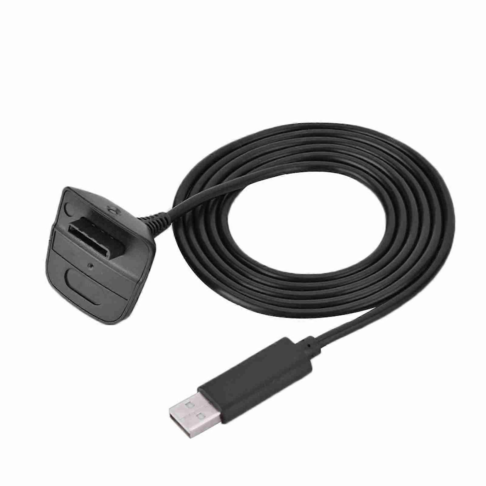 For Microsoft for Xbox 360 Wireless Controller USB Charger Quick Charging Cable Cord (Black)