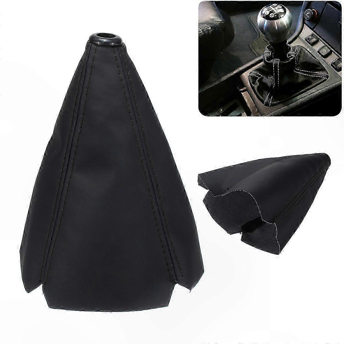 Universal 16mm Car Gear Shift Boot Cover Gaiter with Carbon Fiber Design and PU Leather for Manual Stick Shifter Knob