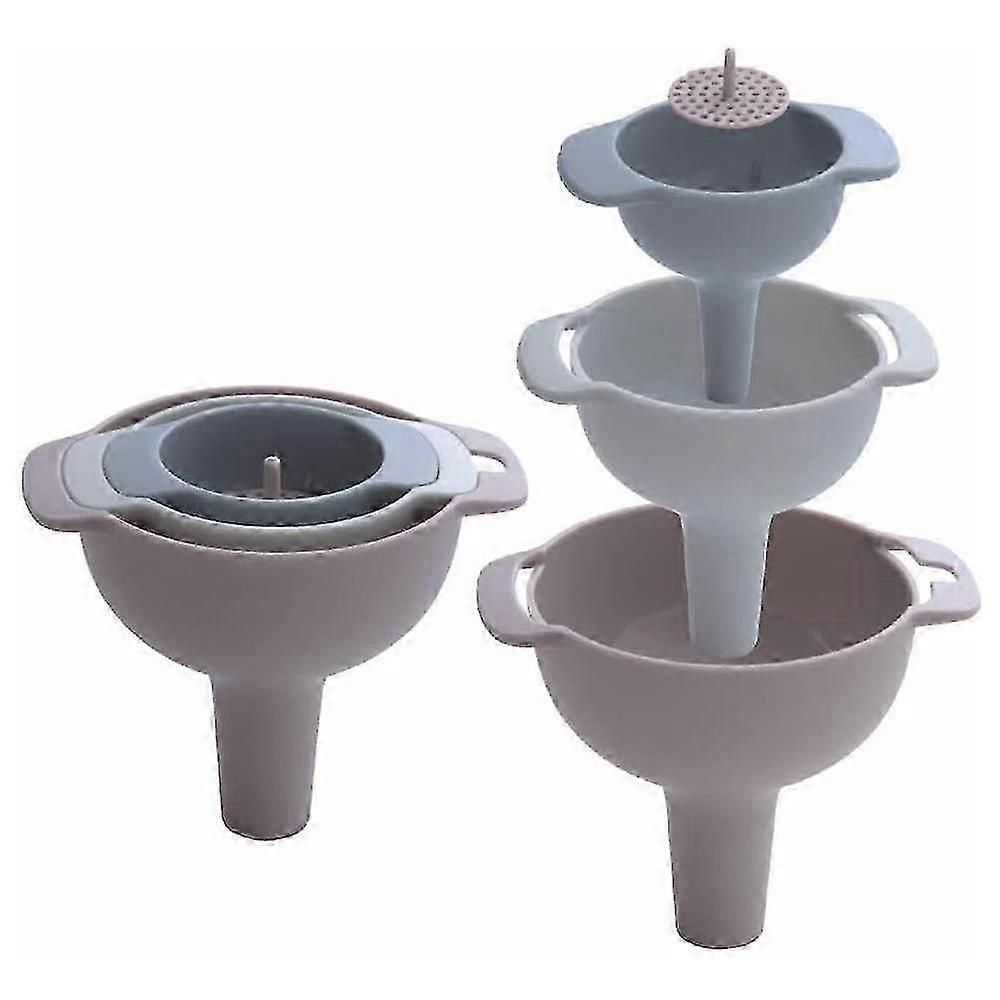 Kitchen funnel set, different sizes, detachable filter screen, nested for easy storage and cleaning