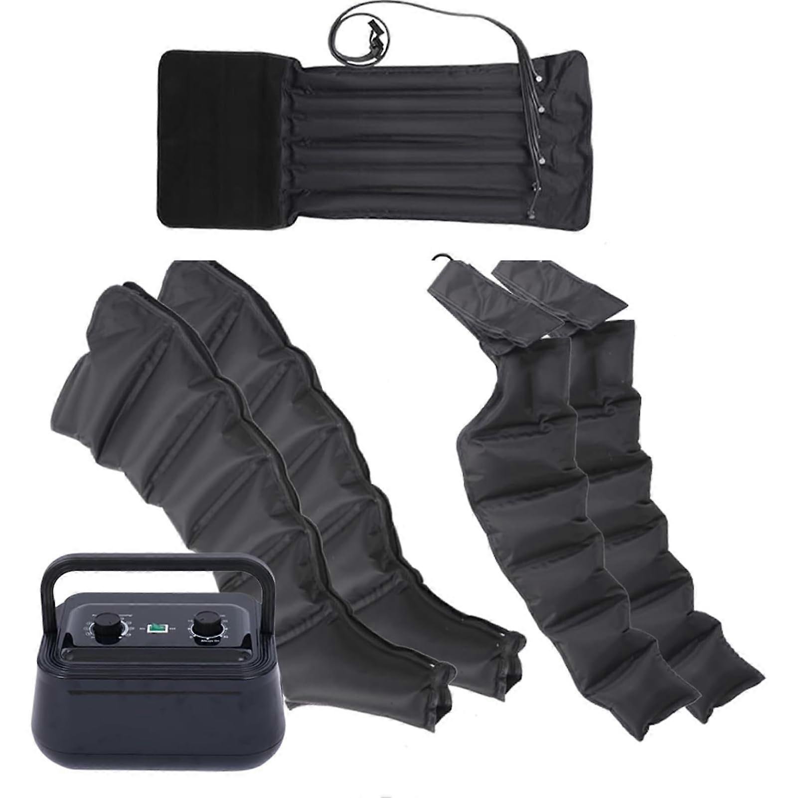 Compression Boots 6Cavity Pressotherapy Air Compression Leg and Foot Massager, Timed and Adjustable Pressure, Black