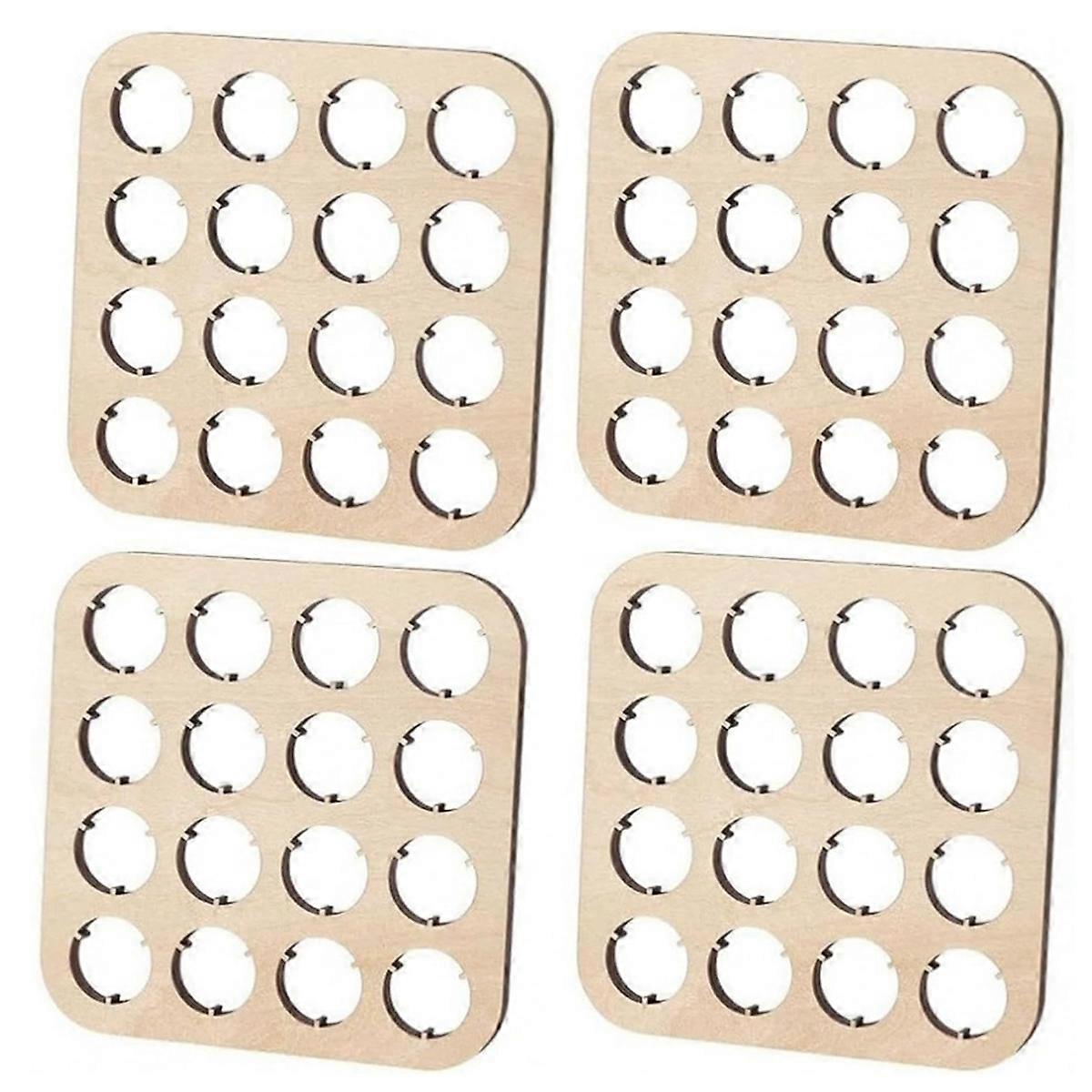 4 PCS Wooden Beer Bottle Cap Display Stands,16-Slot Navajo Collection Coasters,4.33x4.33 Square Organizer for Collector