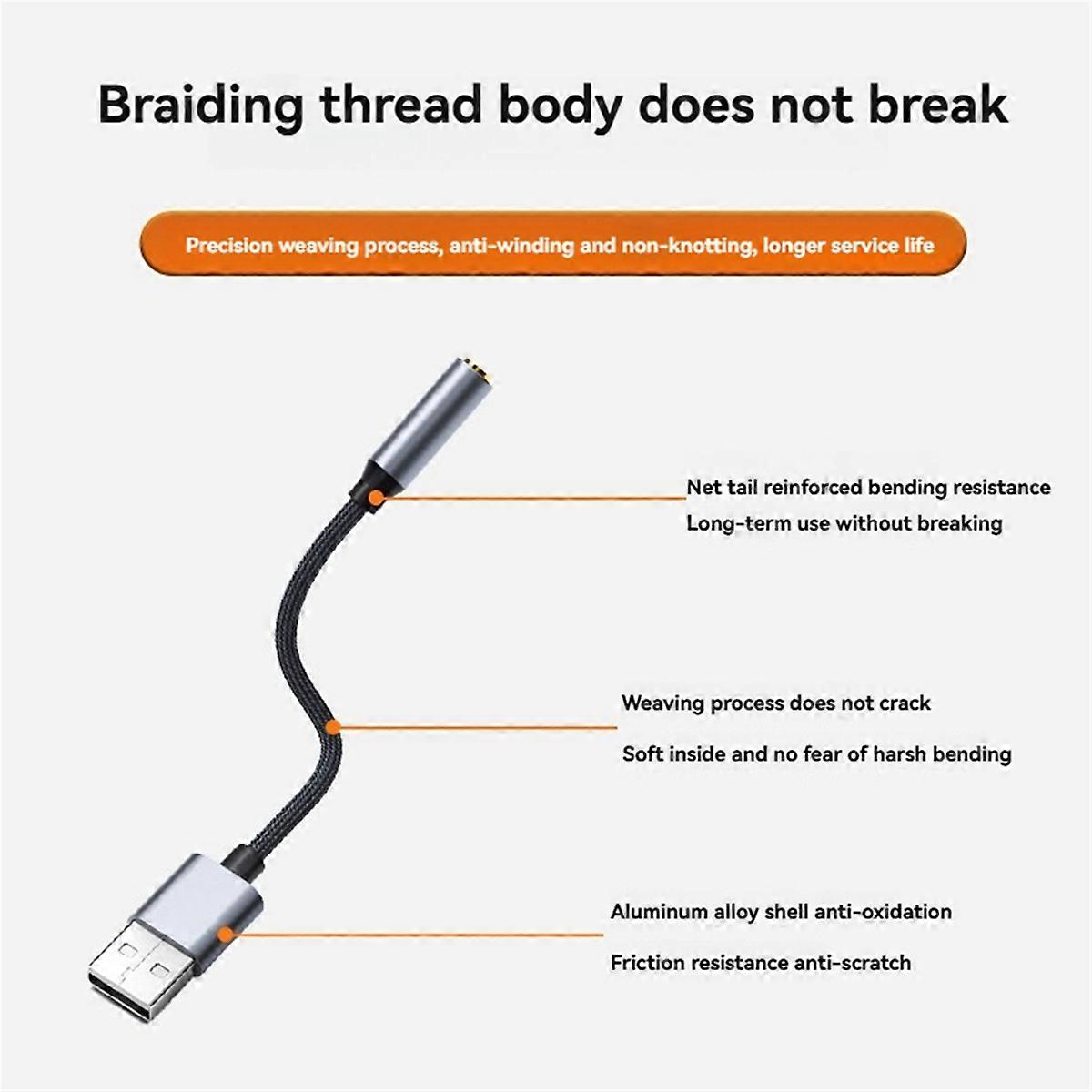 USB to 3.5mm Jack Audio Adapter USB to Audio Jack Adapter Headset USB A to 3.5mm Female External Stereo Sound Card B