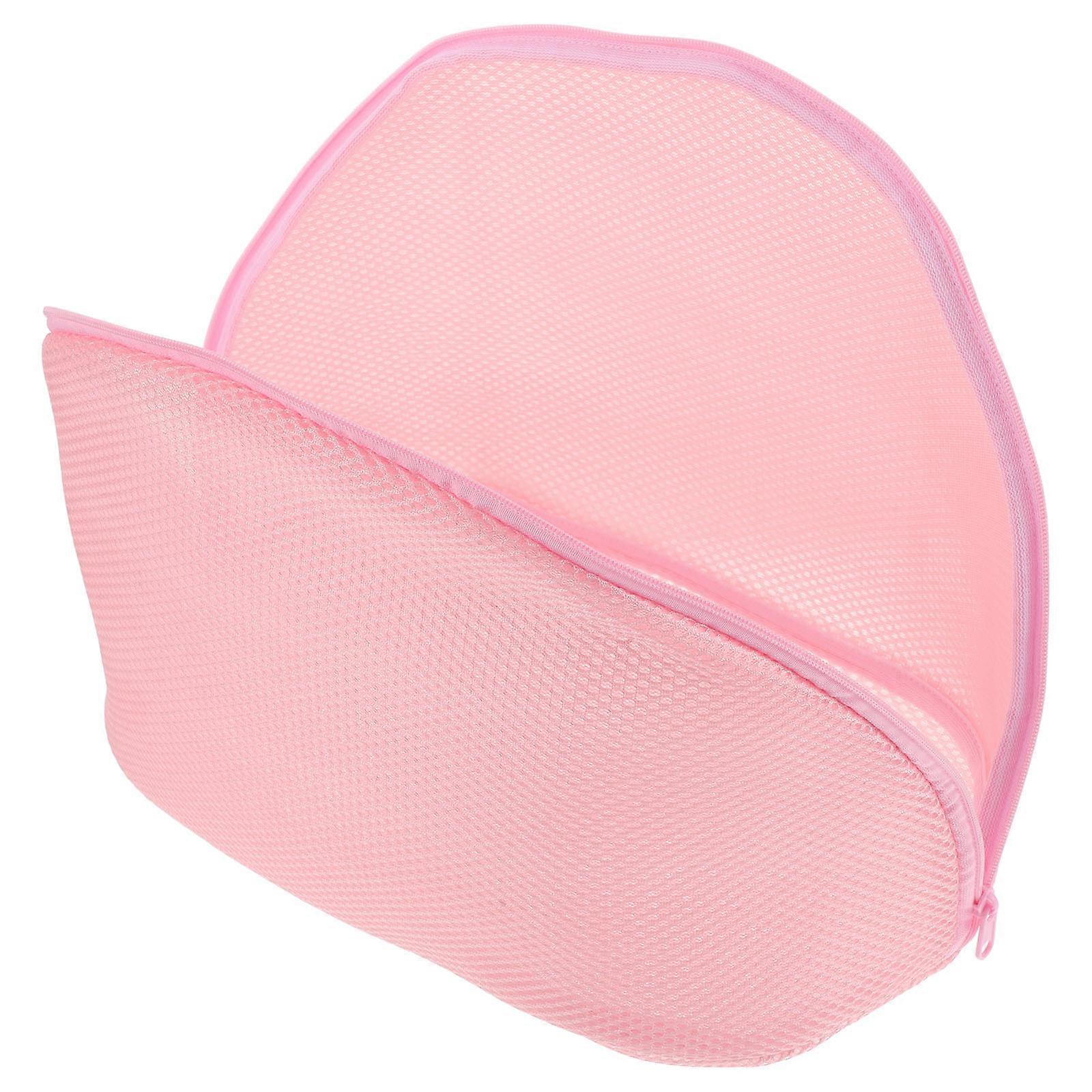 Pink Polyester Mesh Bag for Washing Shoes in Machine with Quick Drying and Protective Design 12x15 inches