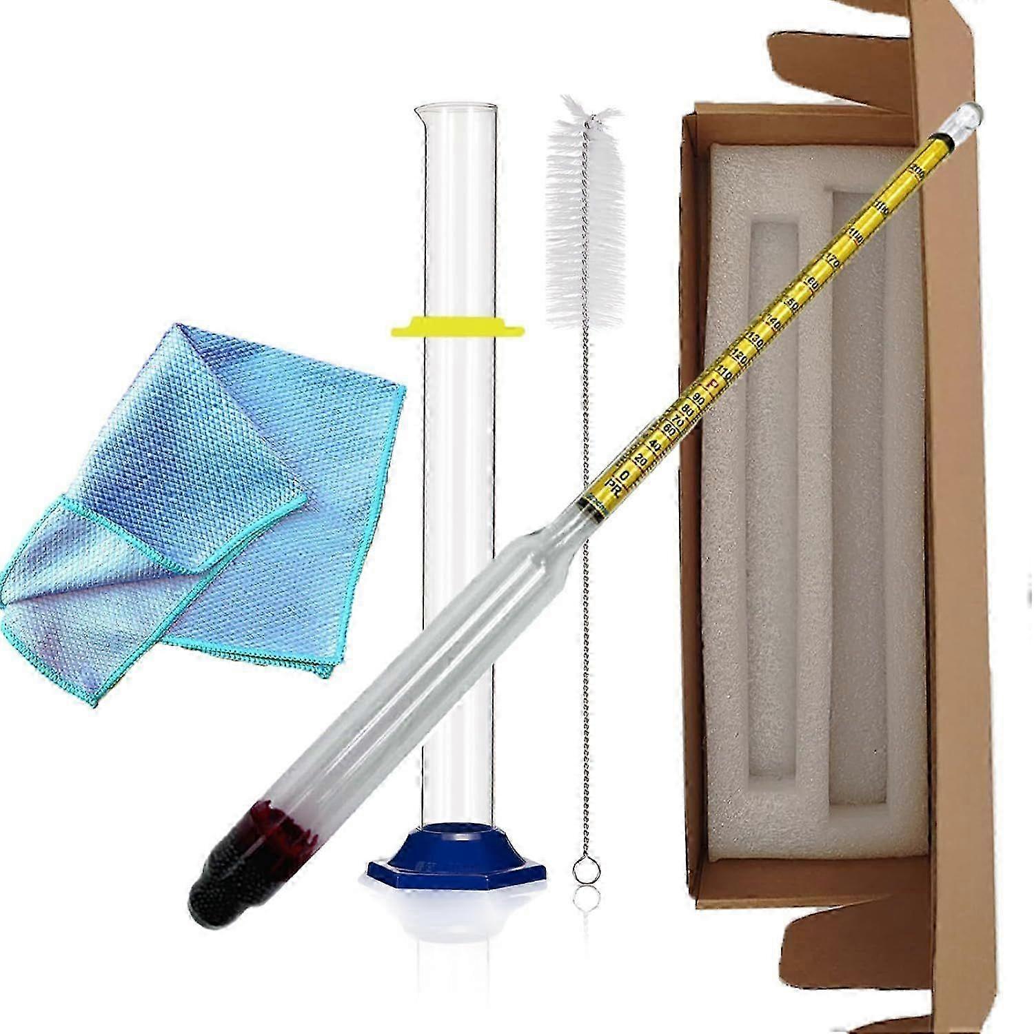 2025 Latest Model Alcohol Hydrometer Meter Test Kit 0-200 Proof & Tralle,with