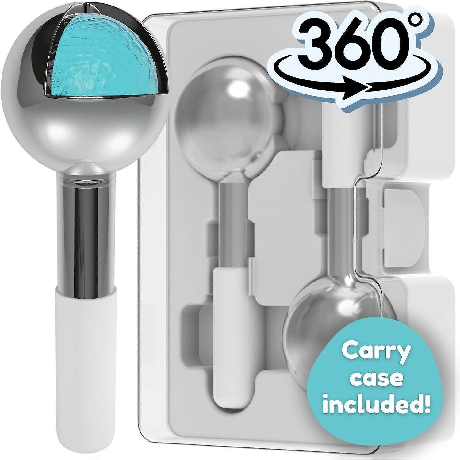 Facial Treatment Ice Ball - Unbreakable Steel Ice Ball with Carrying Case - Ice Roller for Face and Eyes(white)
