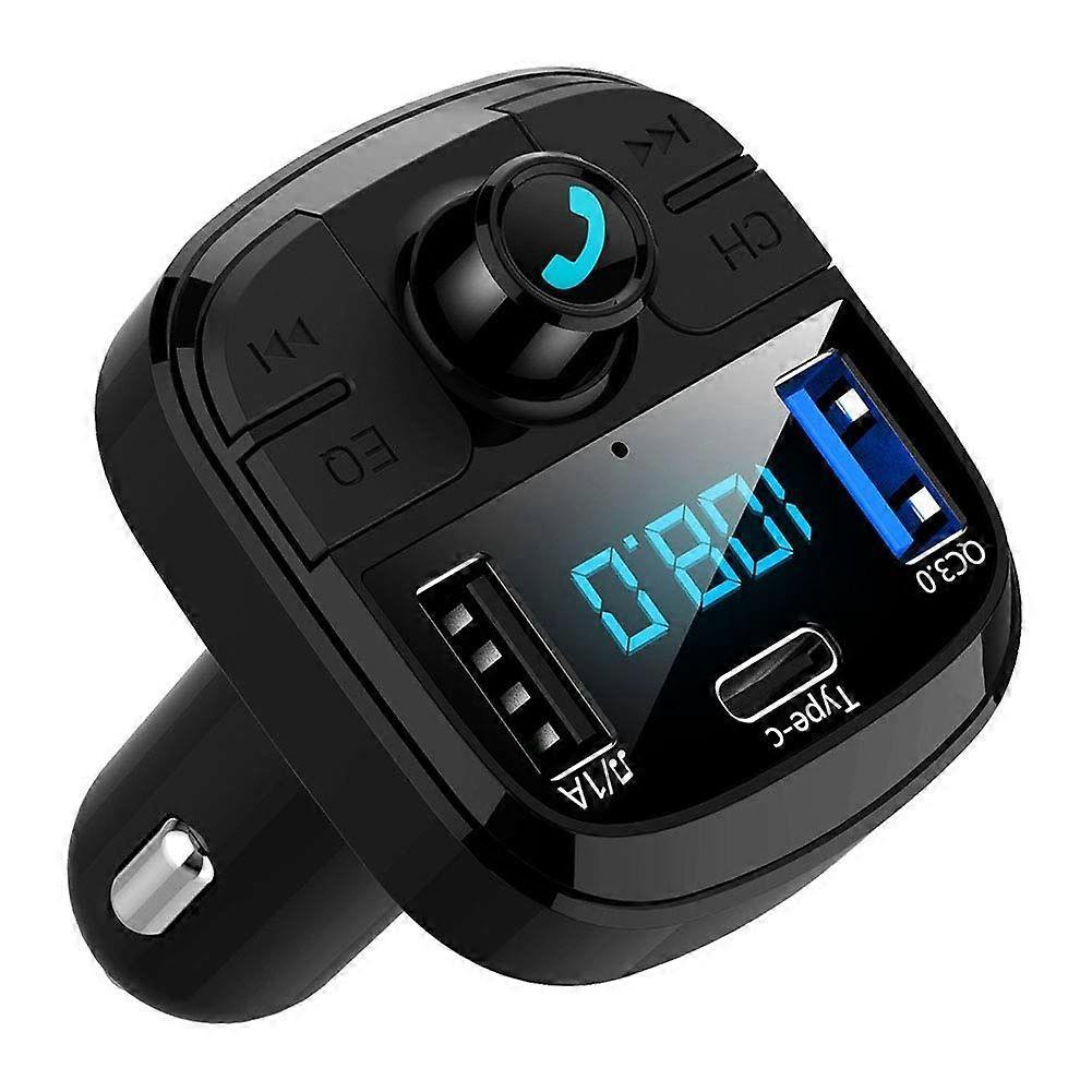Bluetooth FM Transmitter for Car, Wireless Bluetooth 5.0 in-Car Radio Adapter Car Kit with Handsfree Calling USB Ports Support TF Card U-Disk QC3.0 Vo