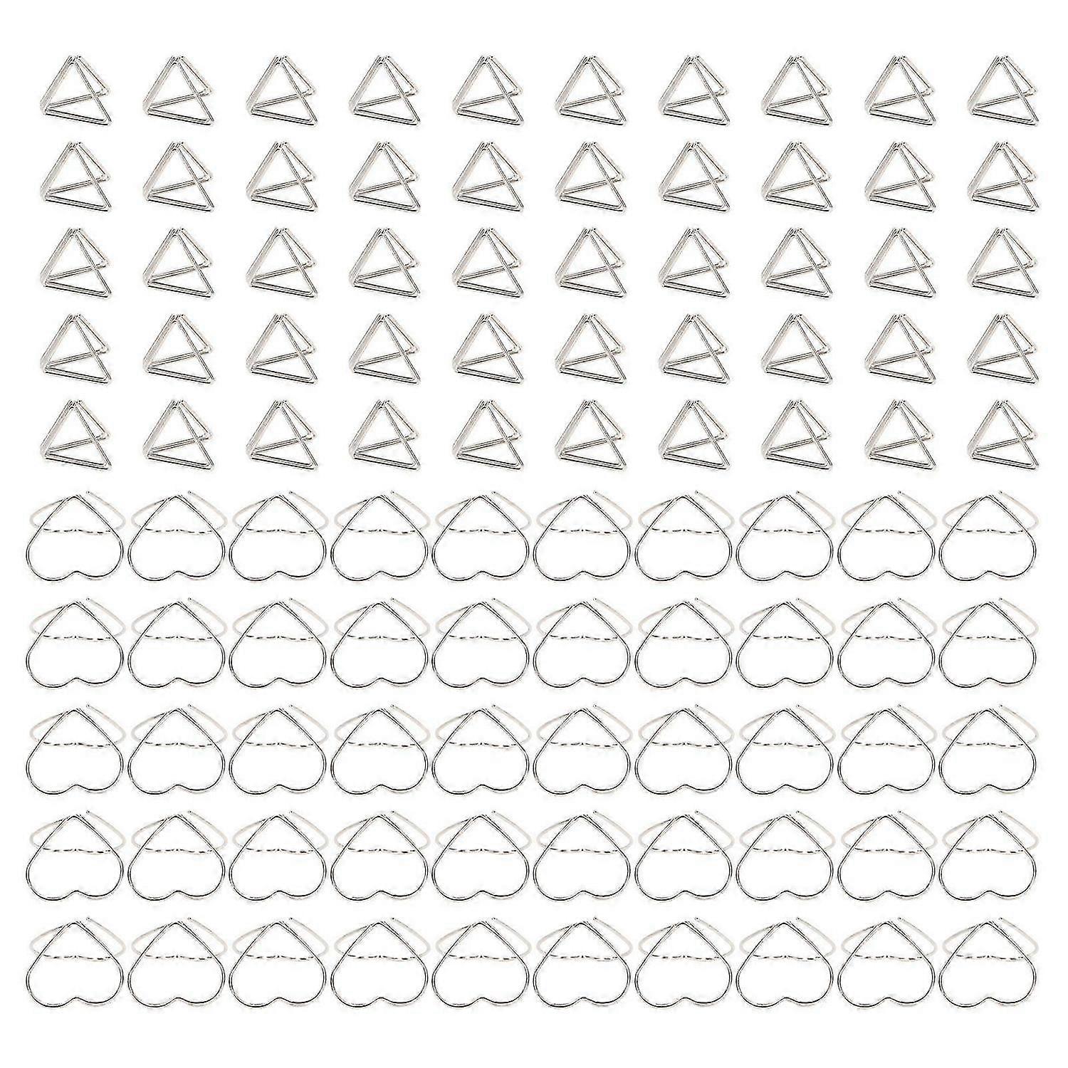 2025 Latest Model 100pcs Paper Clips Set 50 Triangular 50 Love Heart Double