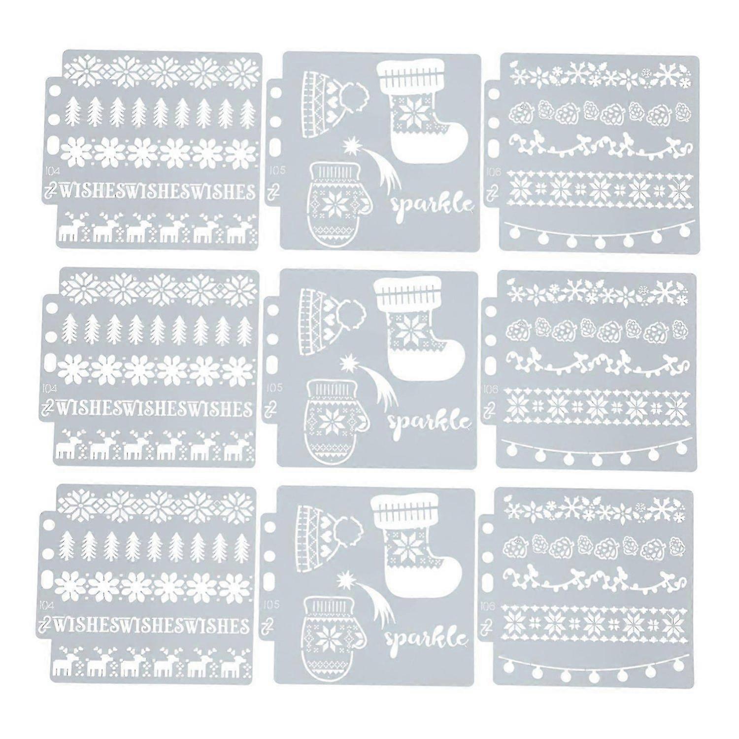 2025 أحدث طراز 9 قطع قوالب اللوحة المجوفة PET نمط عيد الميلاد قابلة لإعادة الاستخدام