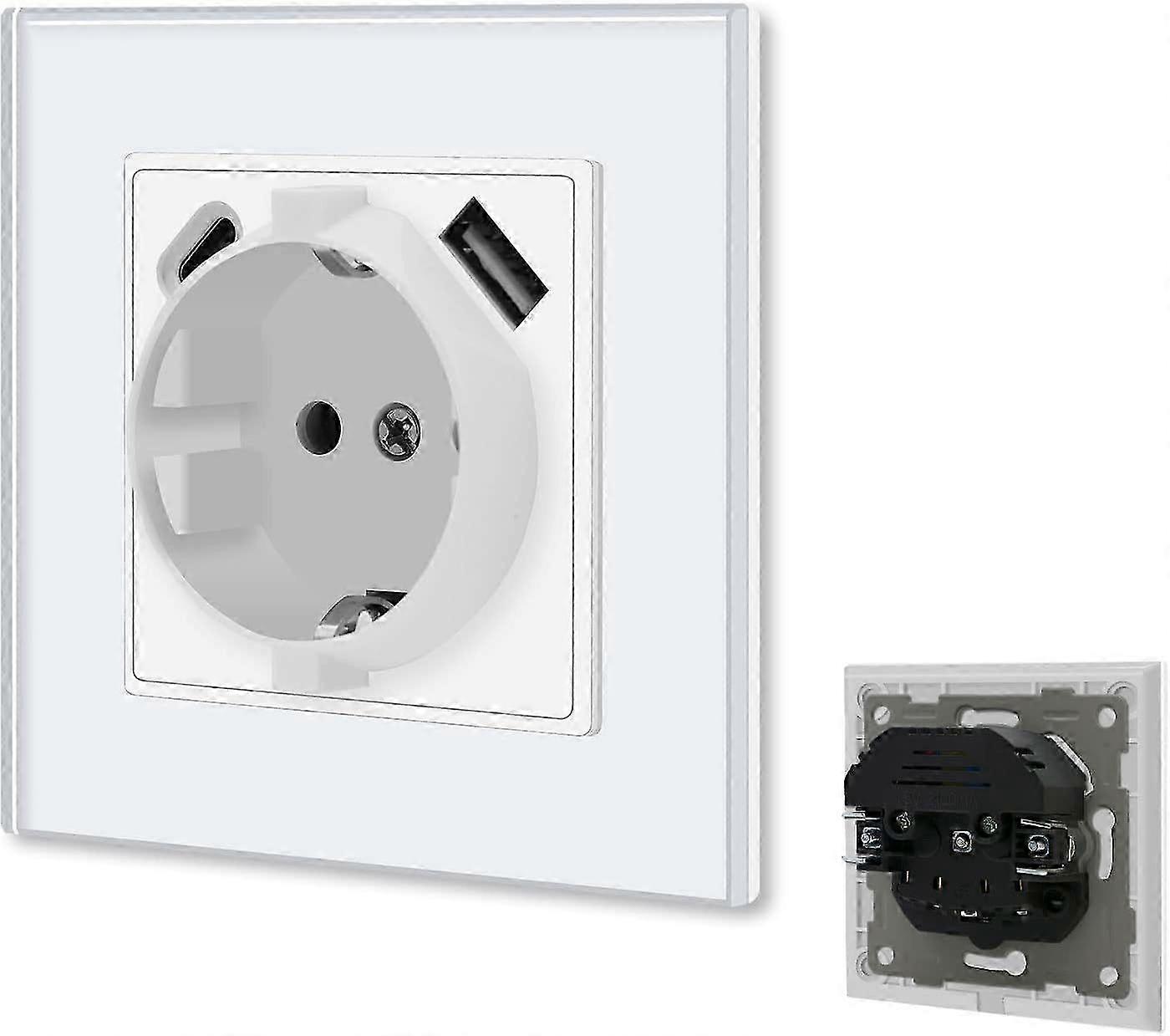 Socket with USB/Type C 16Amp socket with plug-in terminal Flush-mounted socket with