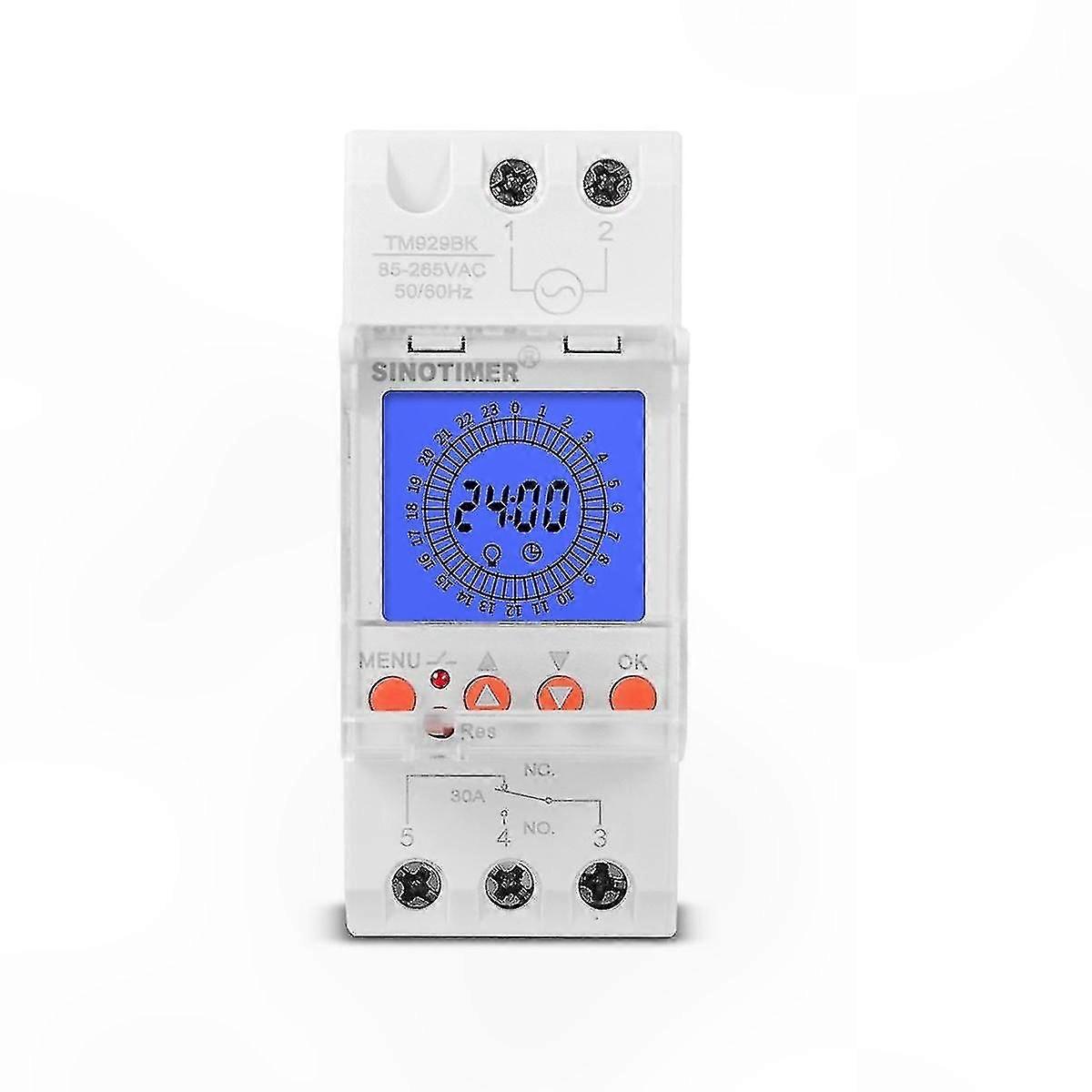 Smart Analog Timer Switch with Backlight, 24-Hour Programmable, 85-265V, 30A