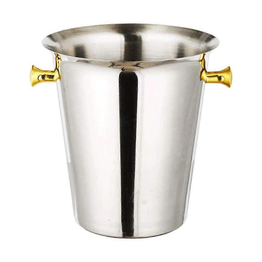 Ice Bucket Double Wall Insulated, Wine Ice Bucket For Bar, Outdoor Camping Silver Ice Bucket With Lid