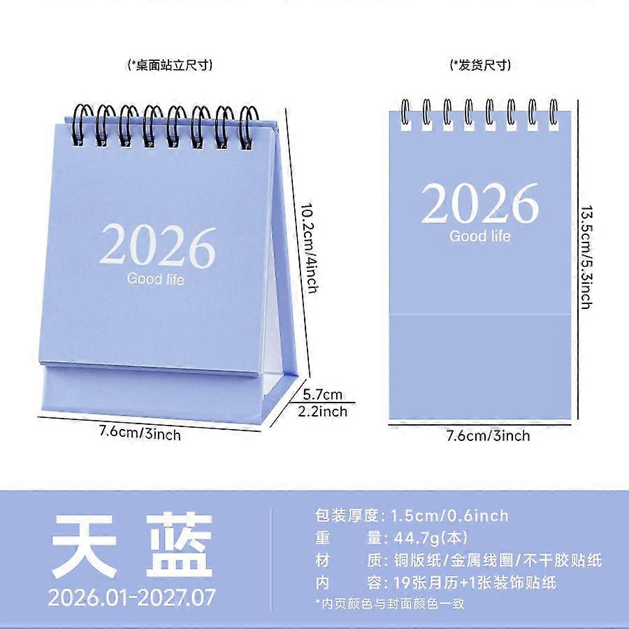 Desk Calendar 2026 Monthly Desk Desktop Easel Monthly Pad Flipped Desktop Small Standing Flip Calendar For Home Office Sky-blue